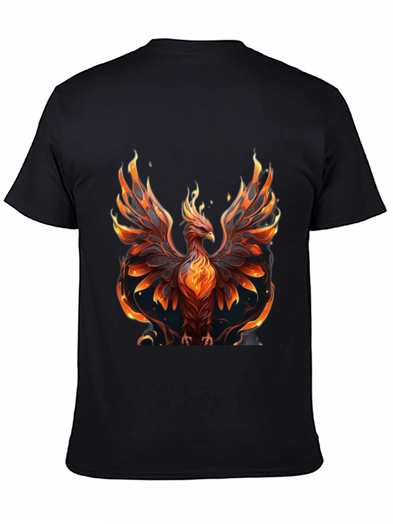 Black Fiery Phoenix Graphic Black T-Shirt view 4