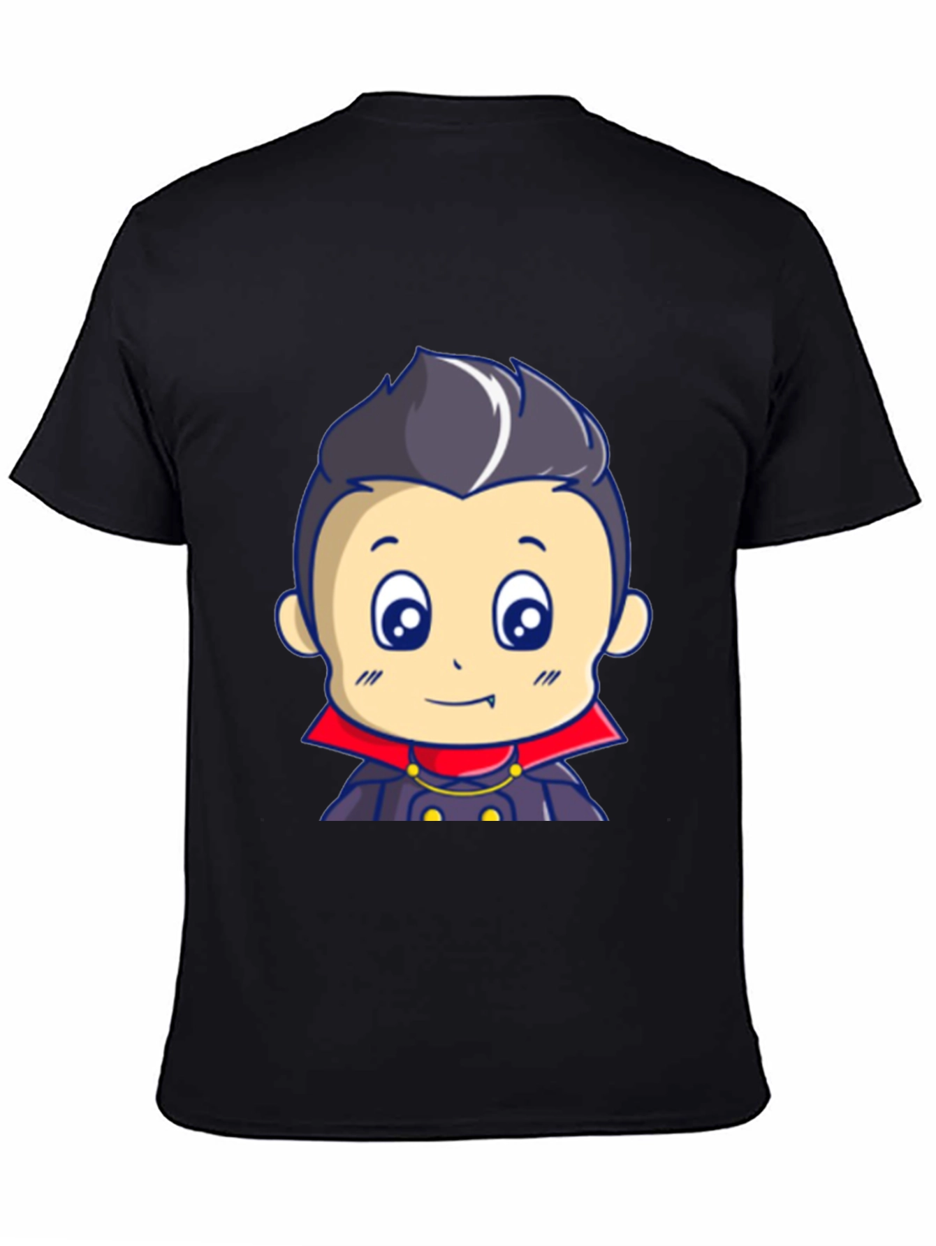 Black Cartoon Vampire T-Shirt - Cute Halloween Design view 4