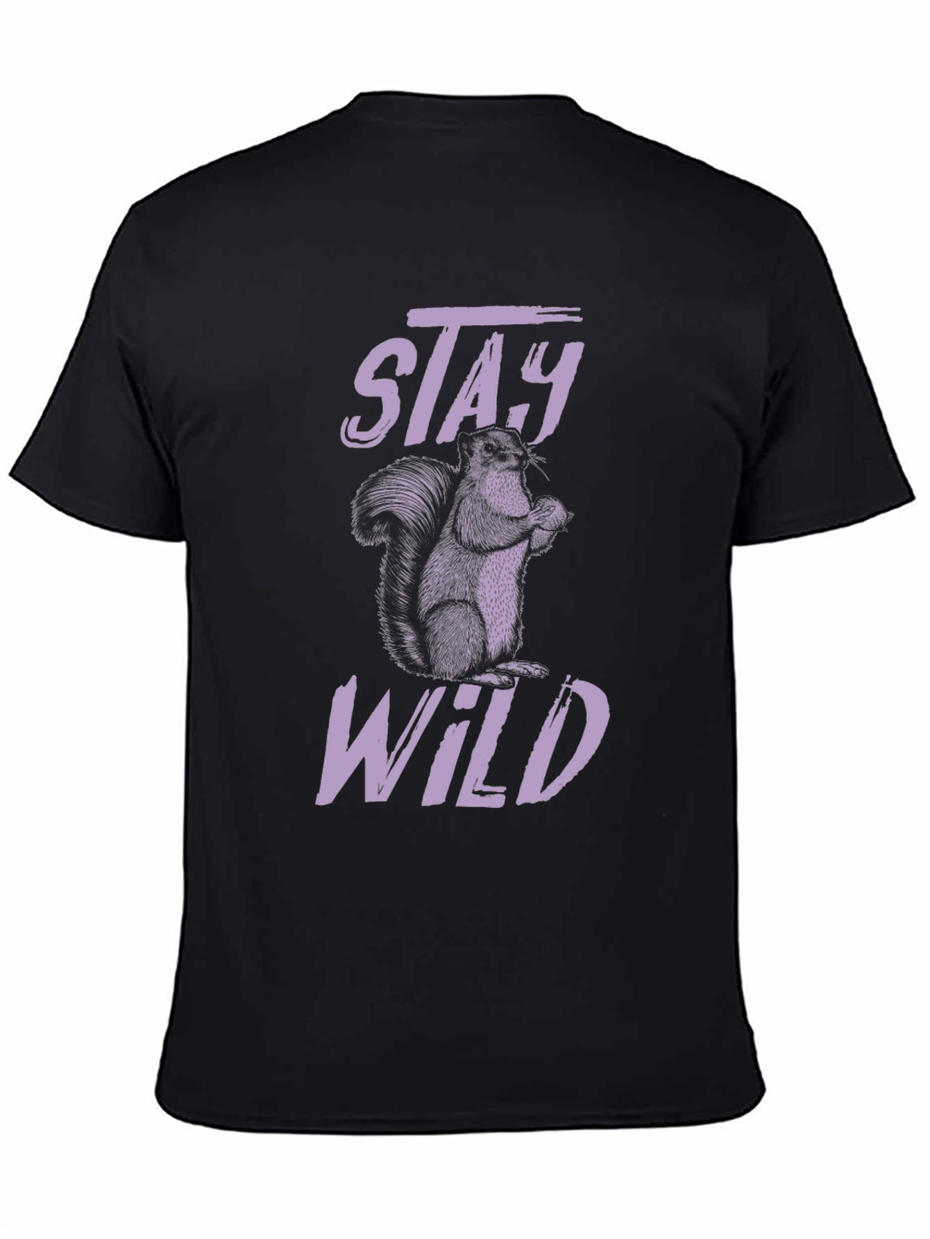 Black Stay Wild Squirrel Graphic T-Shirt - Black view 4