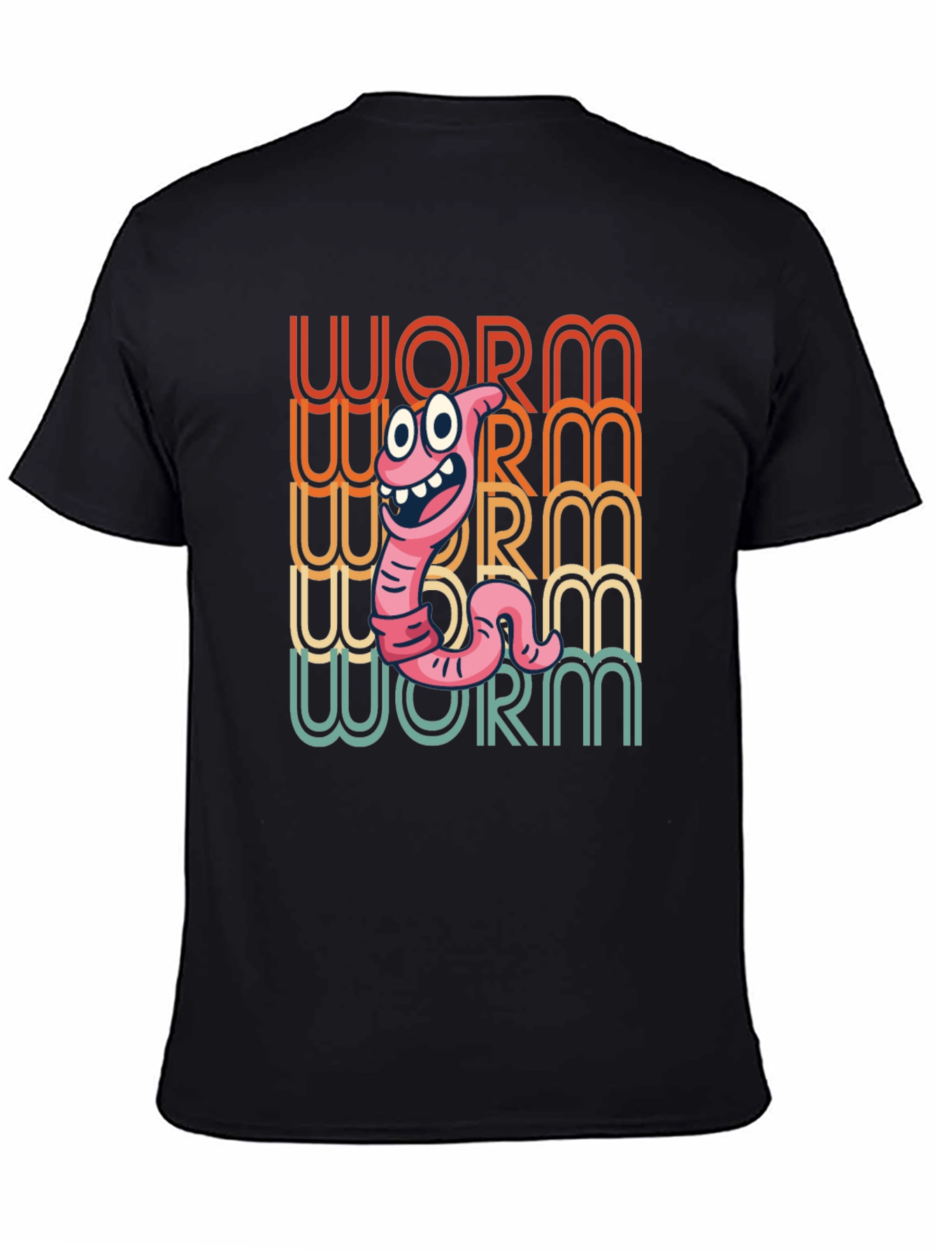 Black Funny Worm Graphic Tee - Black Cotton T-Shirt view 4