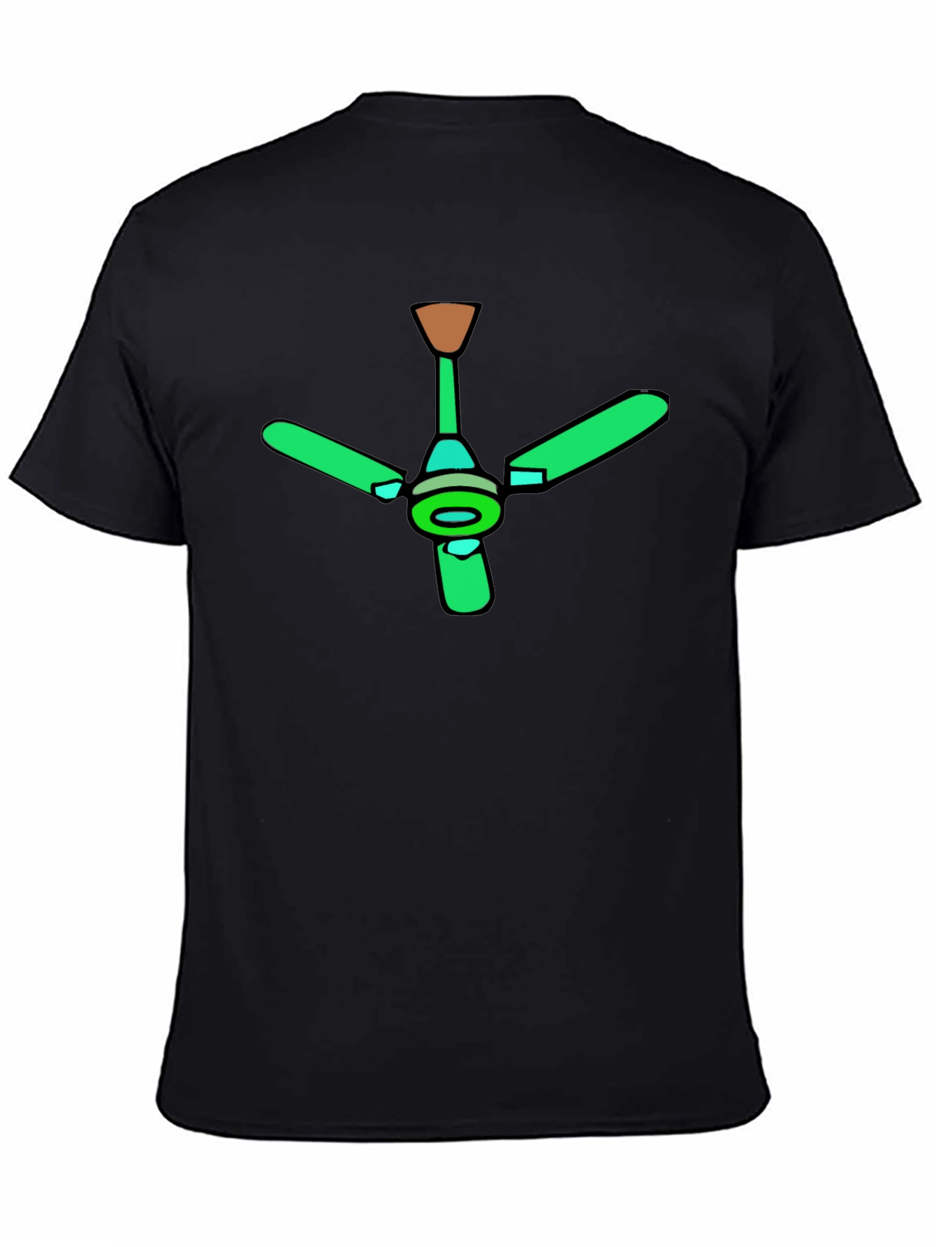 Black Green Ceiling Fan Graphic Black T-Shirt view 4
