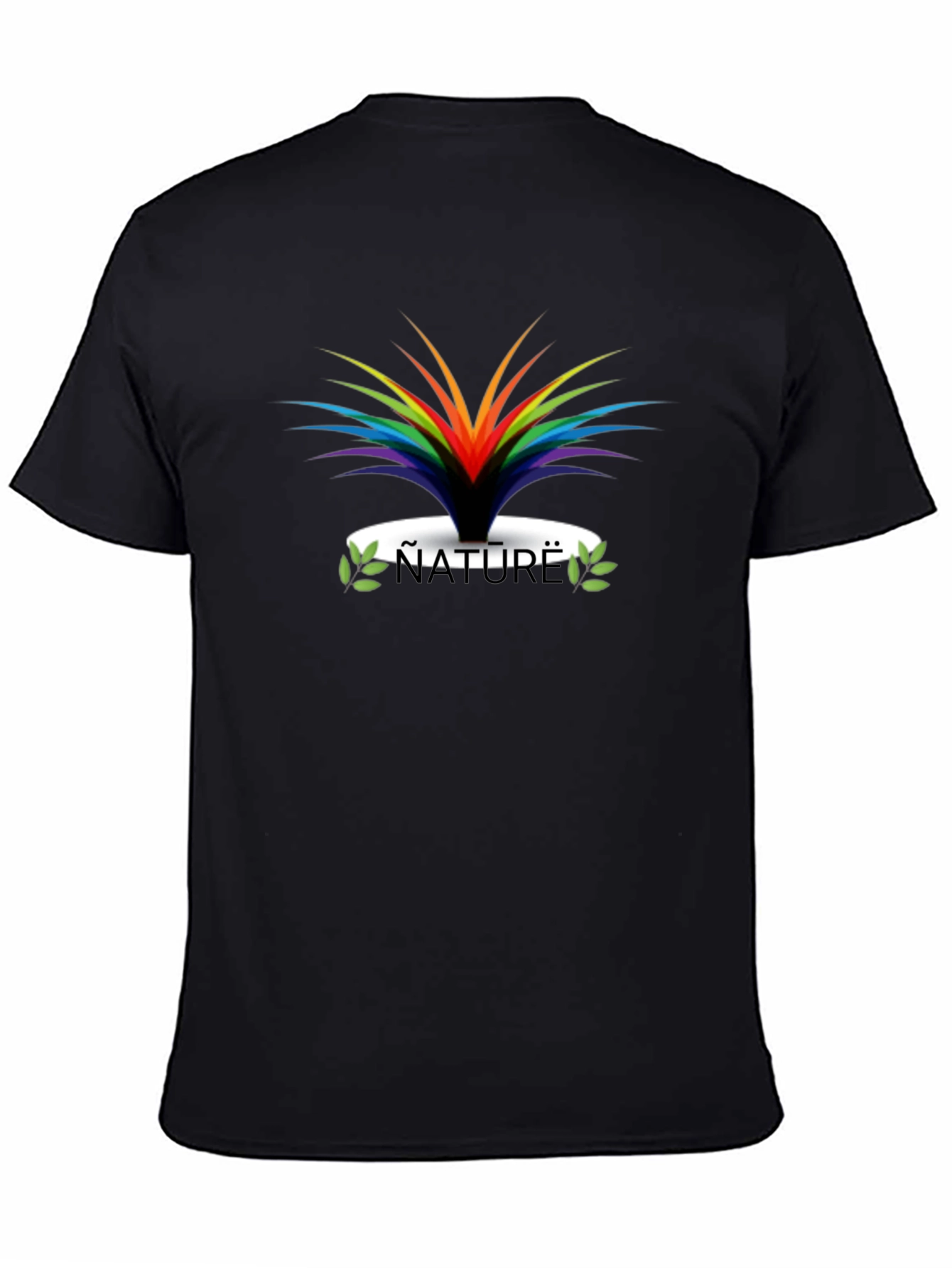 Black Nature Rainbow Graphic Black T-Shirt view 4