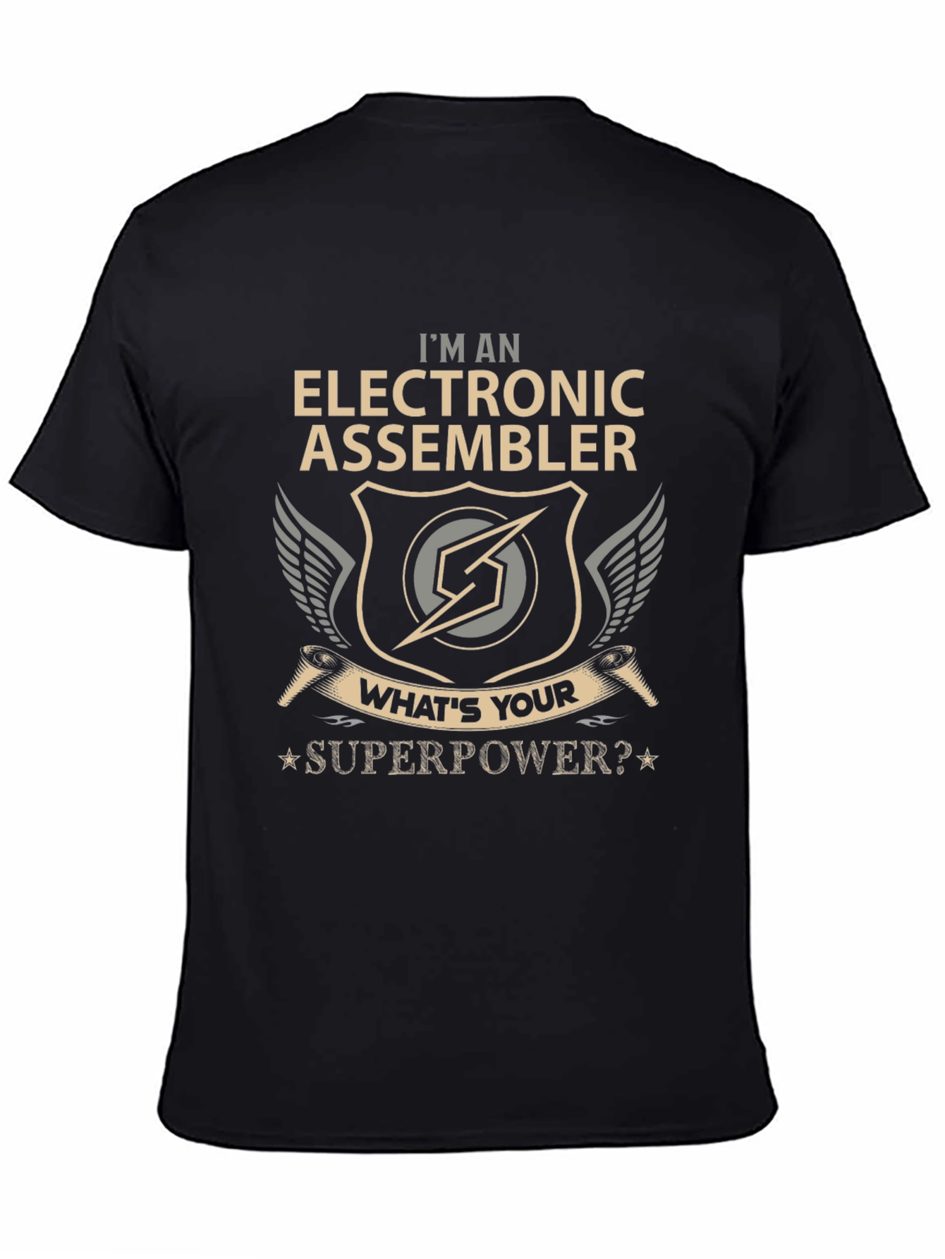 Black Electronic Assembler Superpower T-Shirt view 4