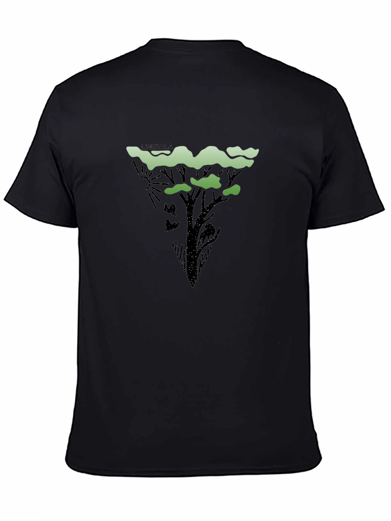 Black Abstract Tree Graphic Tee - Black Cotton Blend view 4