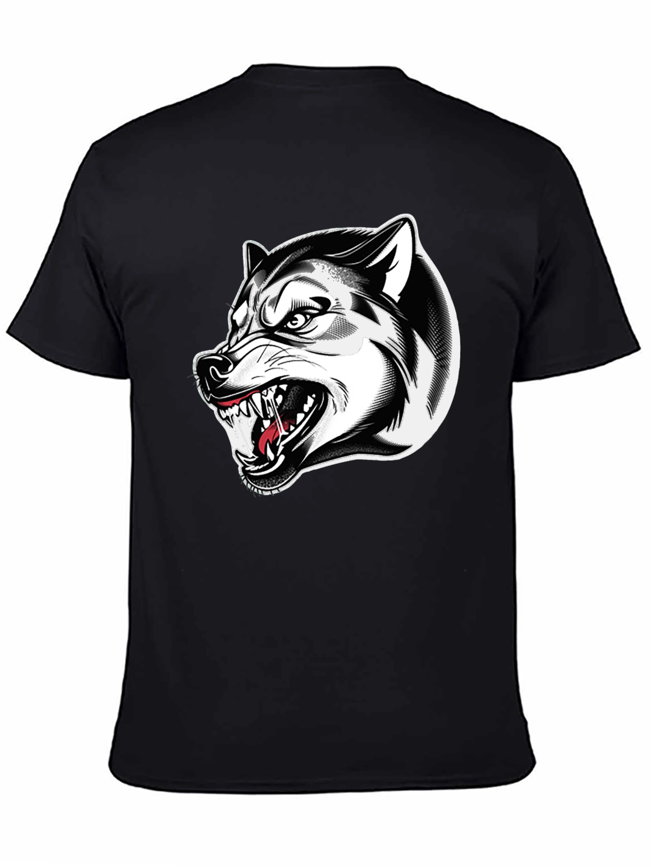 Black Men's Black Wolf Graphic Tee view 4