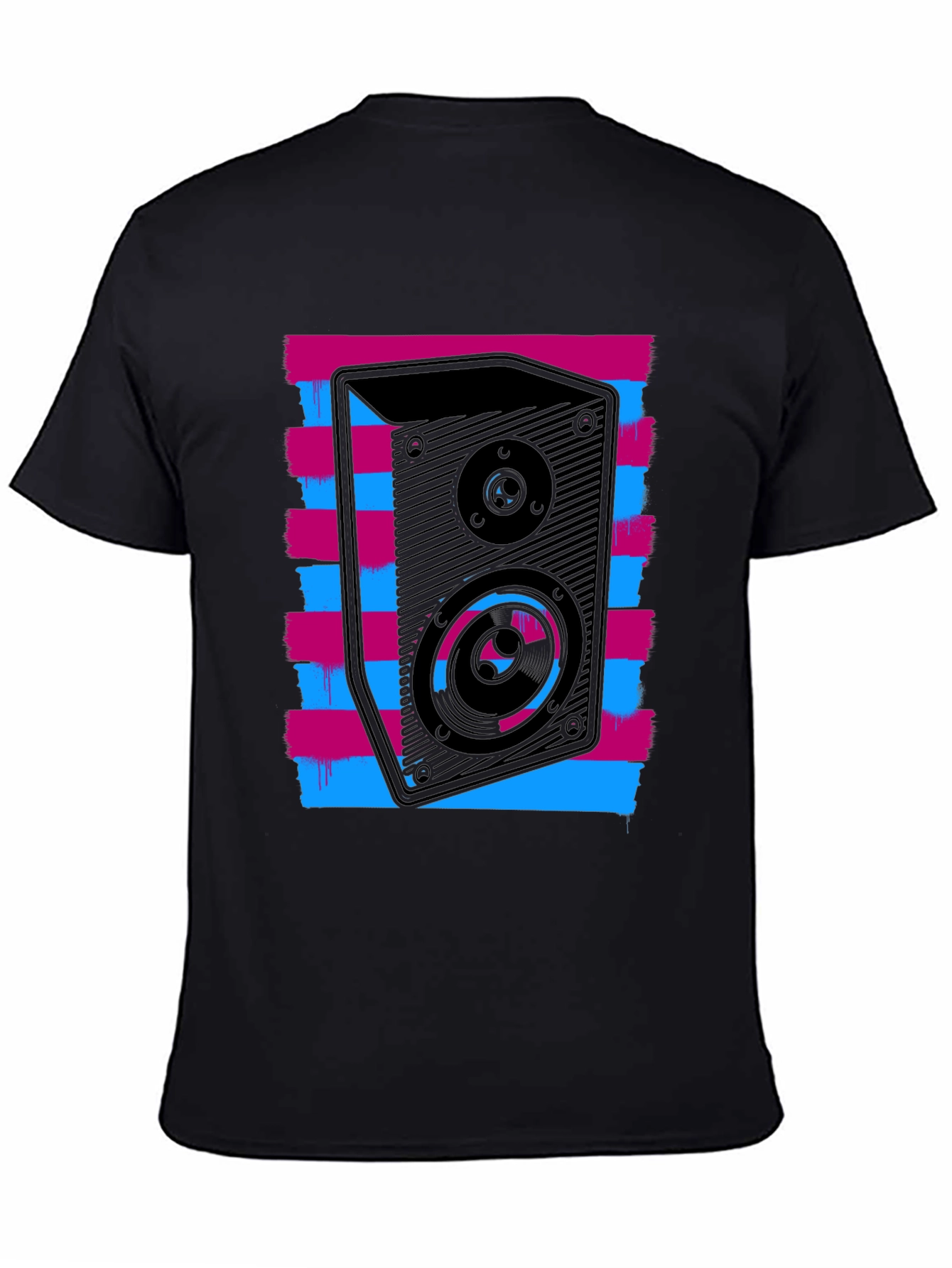 Black Retro Speaker Graphic T-Shirt - Bold Black Tee view 4
