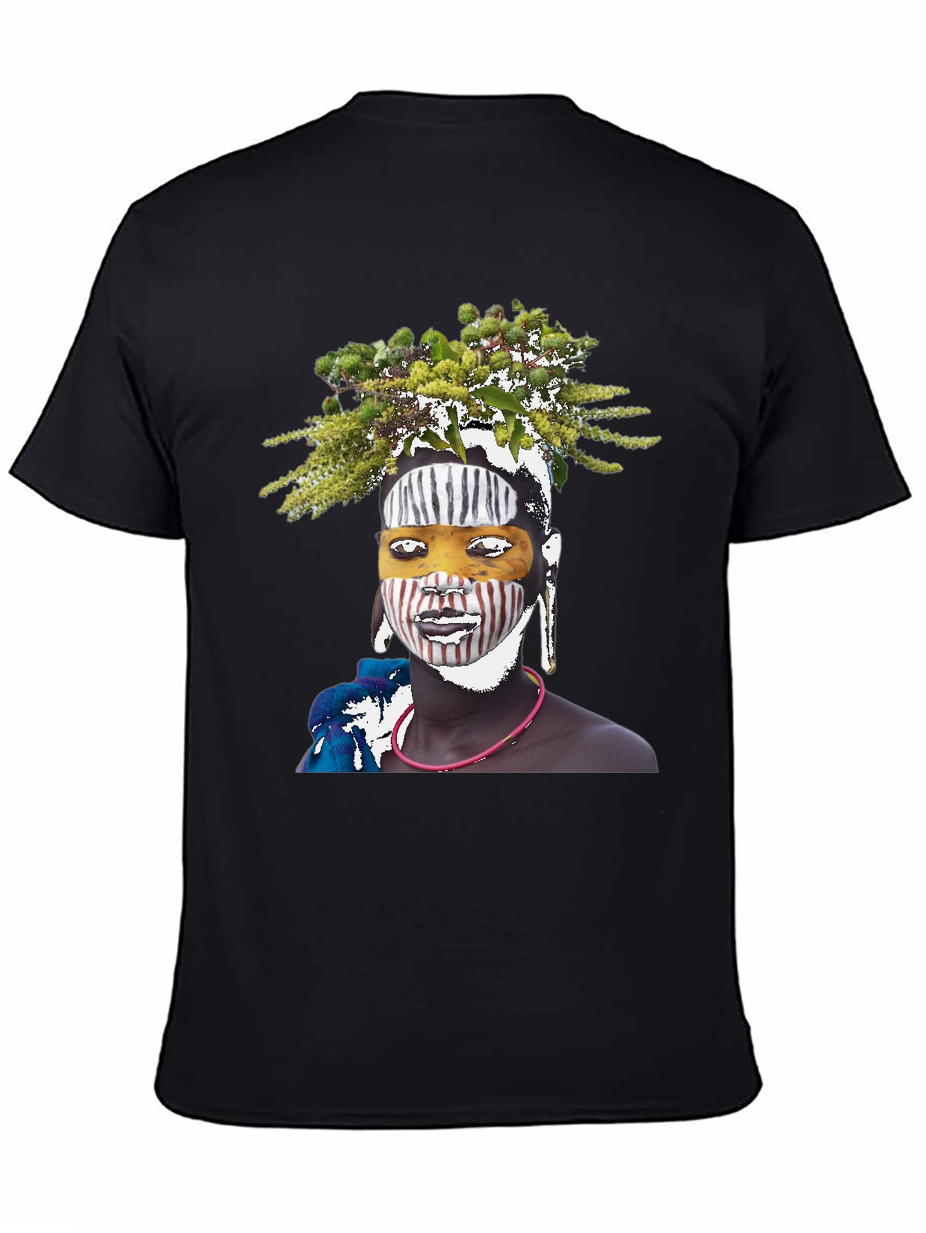 Black Tribal Face Art Graphic T-Shirt view 4