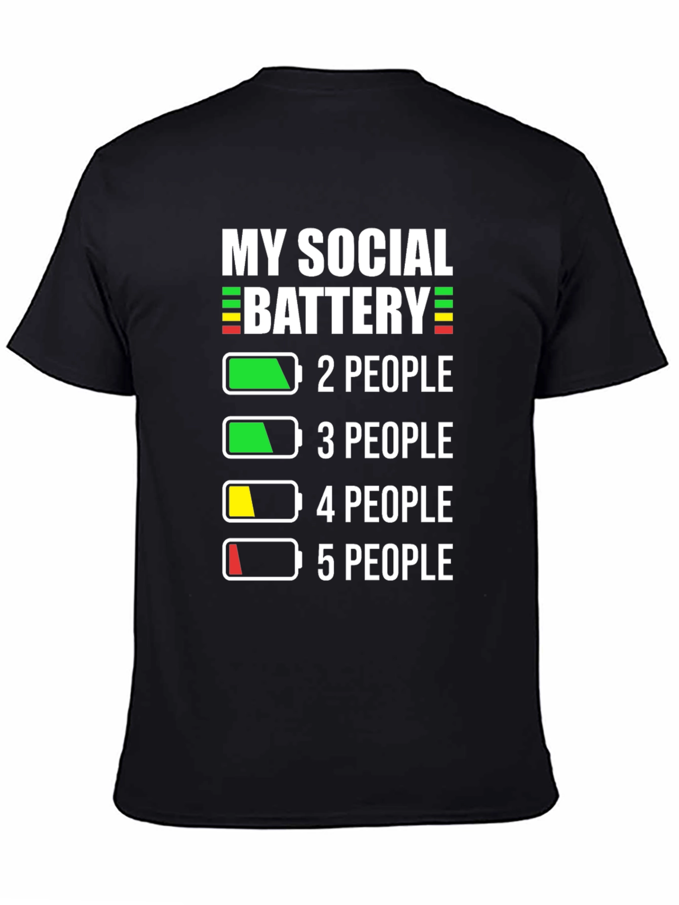Black Social Battery Graphic T-Shirt view 4