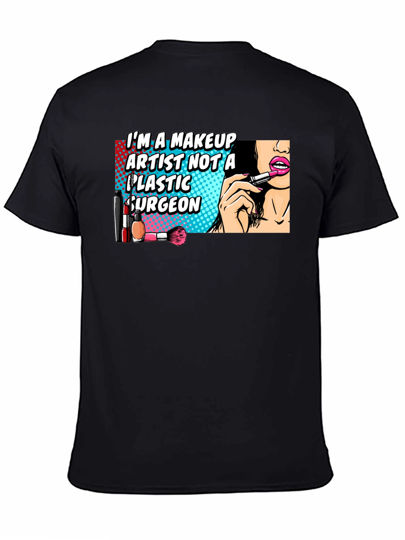 Black Makeup Artist T-Shirt - Funny Cosmetic Tee view 4