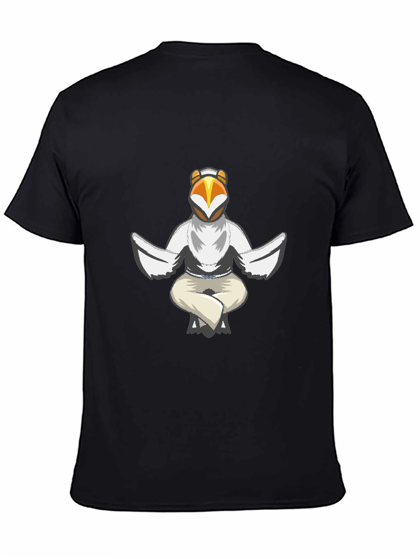Black Cool Bird Meditating Graphic Tee - Black view 4