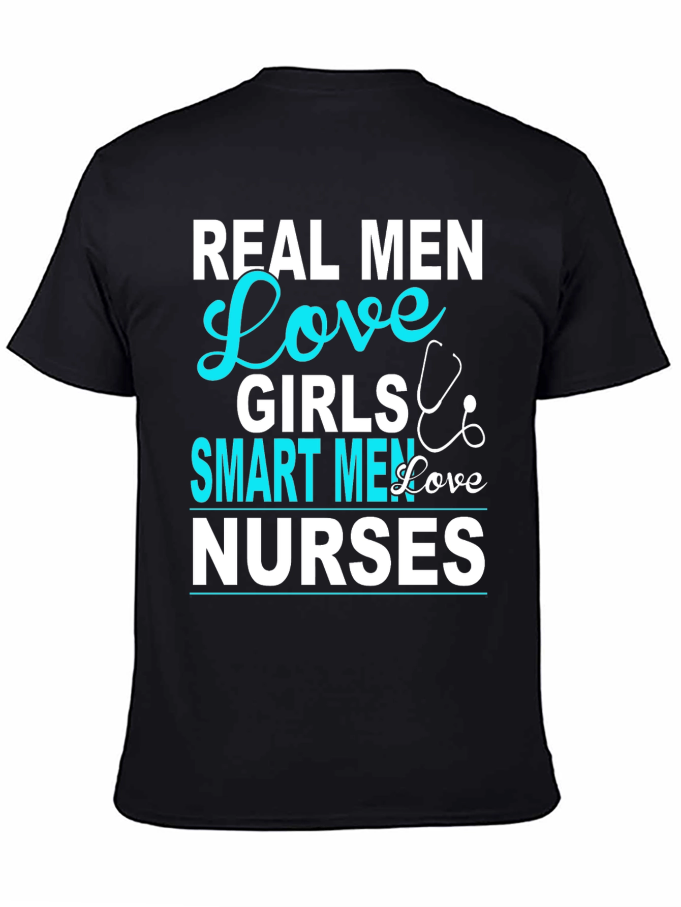 Black Real Men Love Girls, Smart Men Love Nurses T-Shirt view 4
