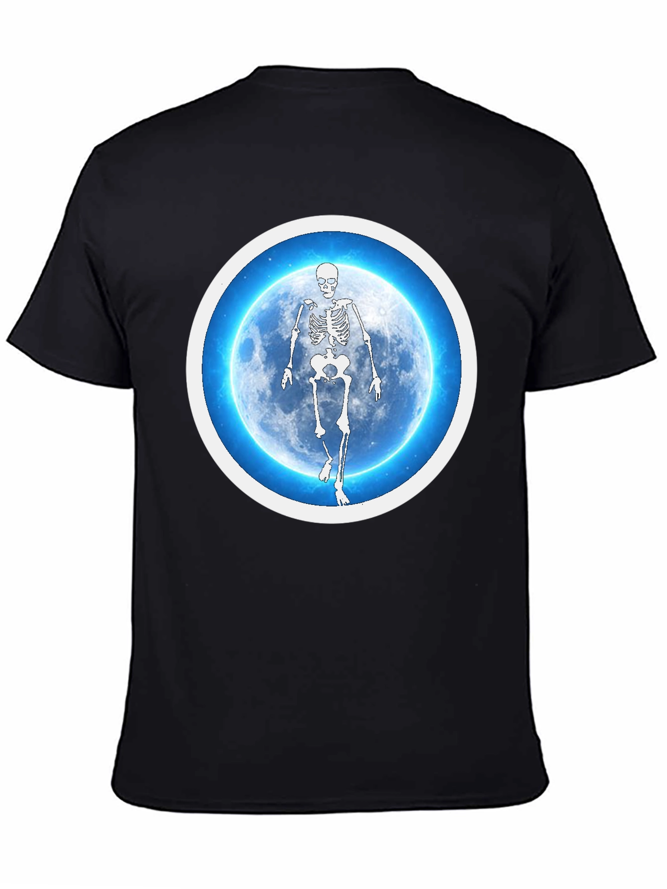 Black Skeleton Moon Graphic Tee - Black Cotton Blend view 4