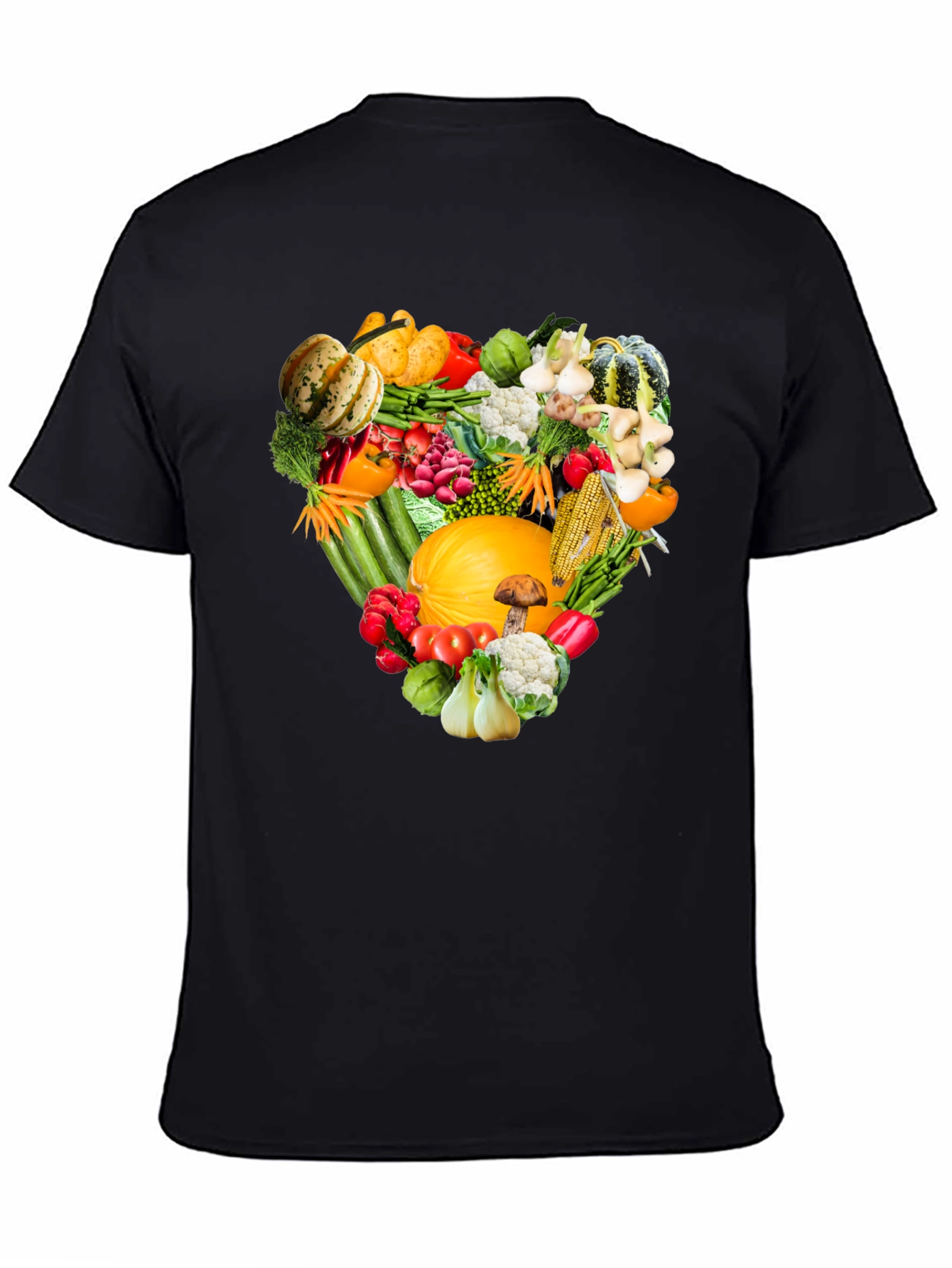Black Vegetable Heart T-Shirt - Healthy Food Tee view 4