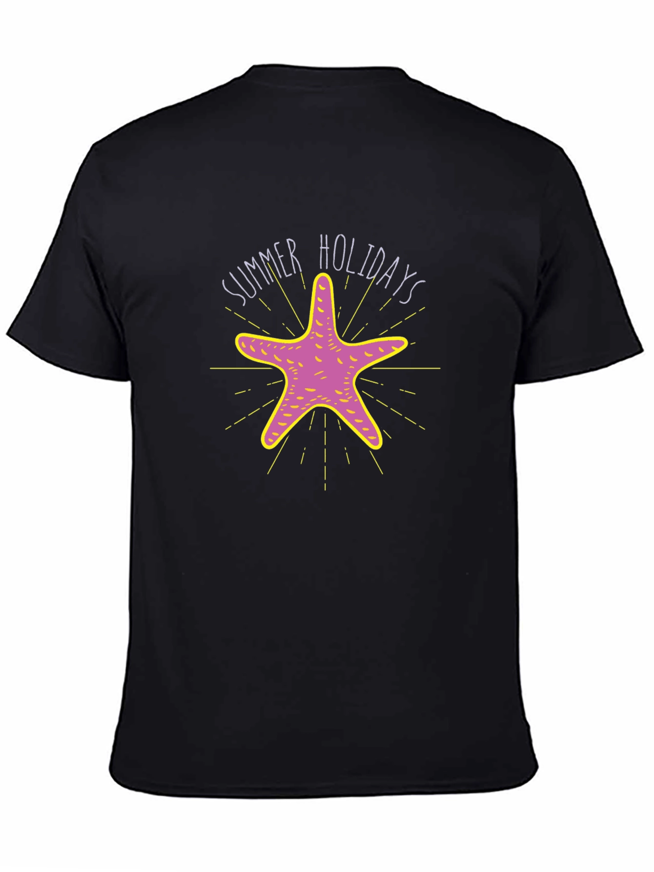 Black Summer Holidays Starfish Graphic T-Shirt view 4