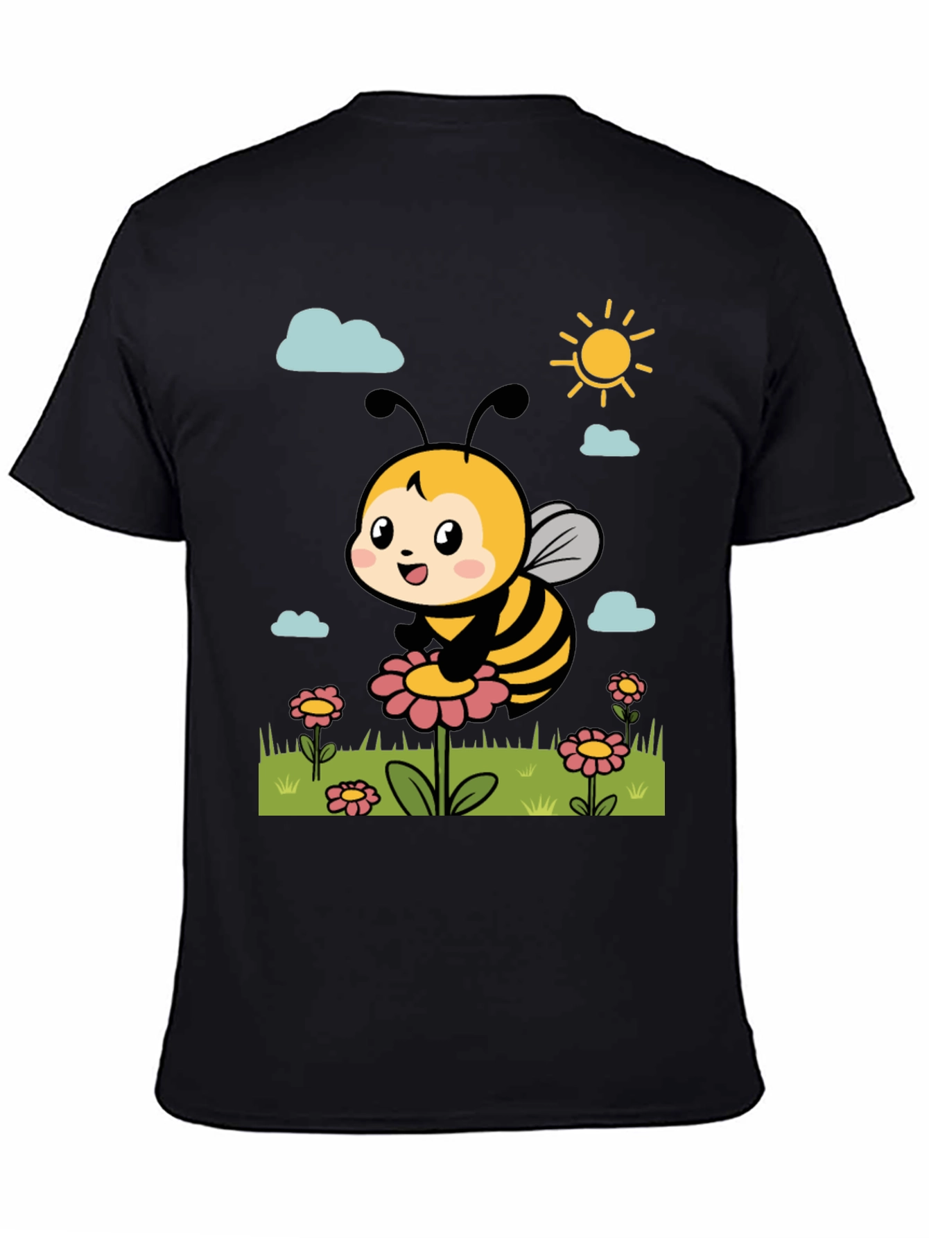 Black Cute Bee Graphic Tee - Black T-Shirt view 4