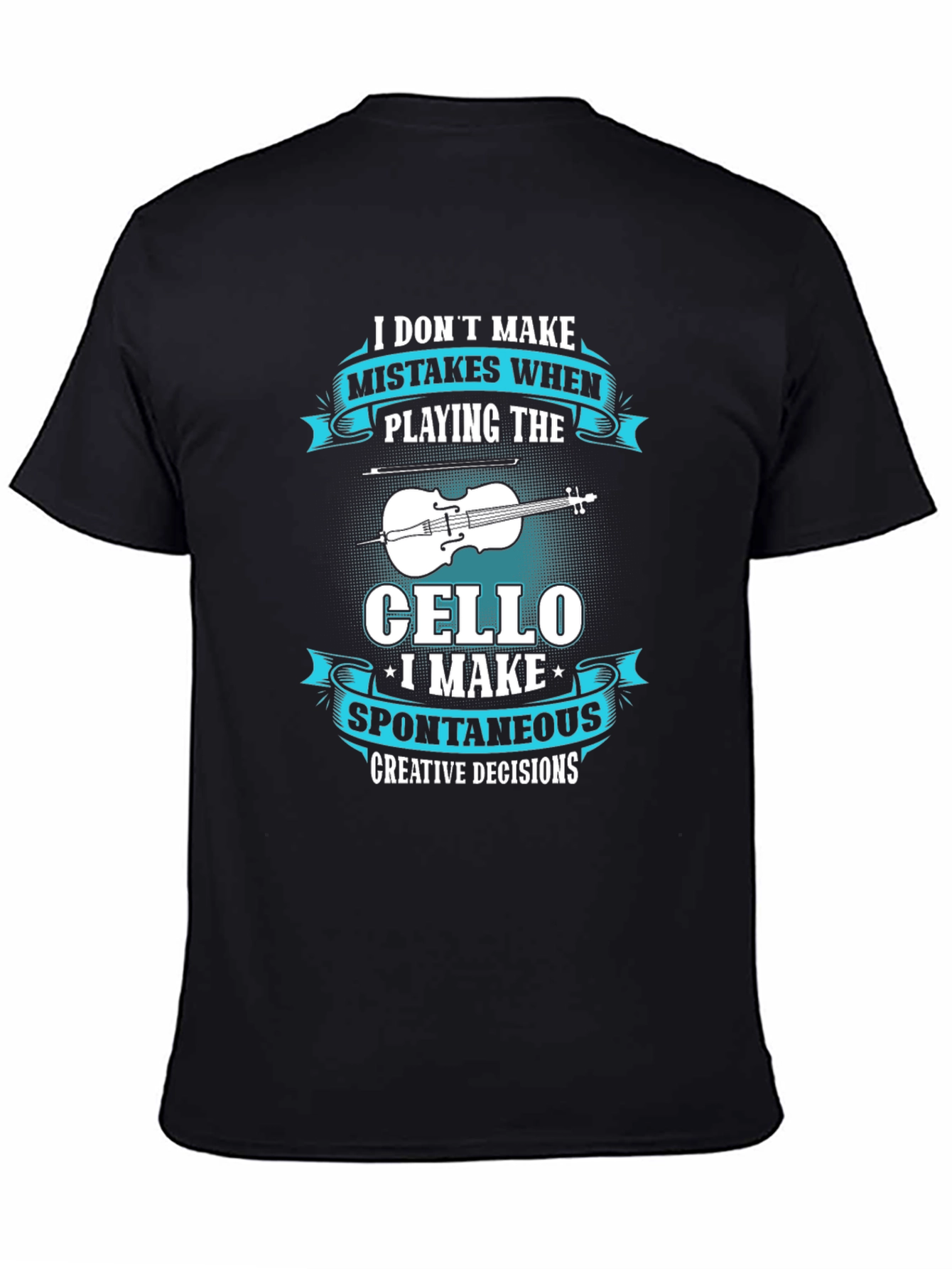 Black Cello Player T-Shirt: Spontaneous Creative Decisions view 4