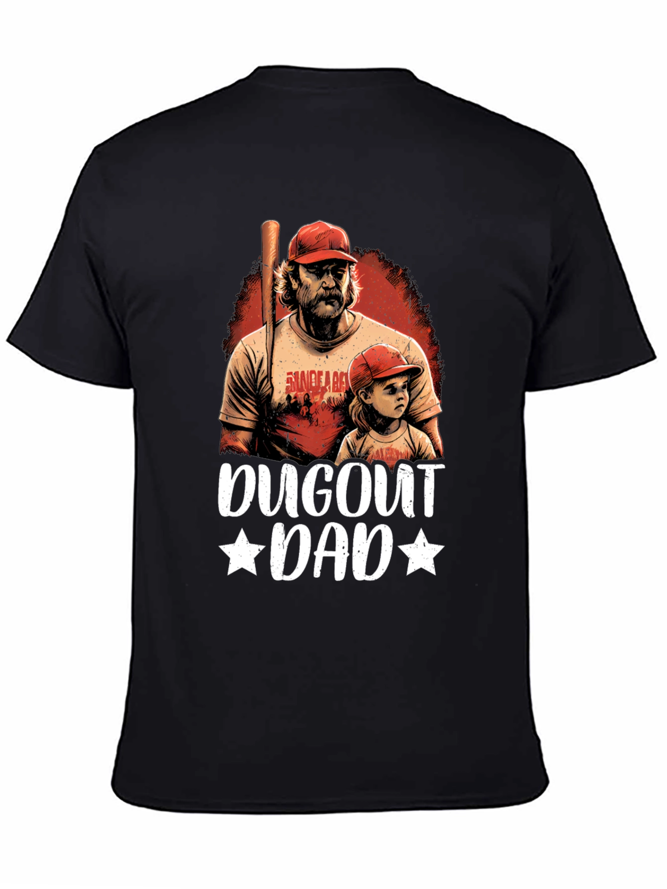 Black Dugout Dad Graphic Tee - Baseball Fan Apparel view 4