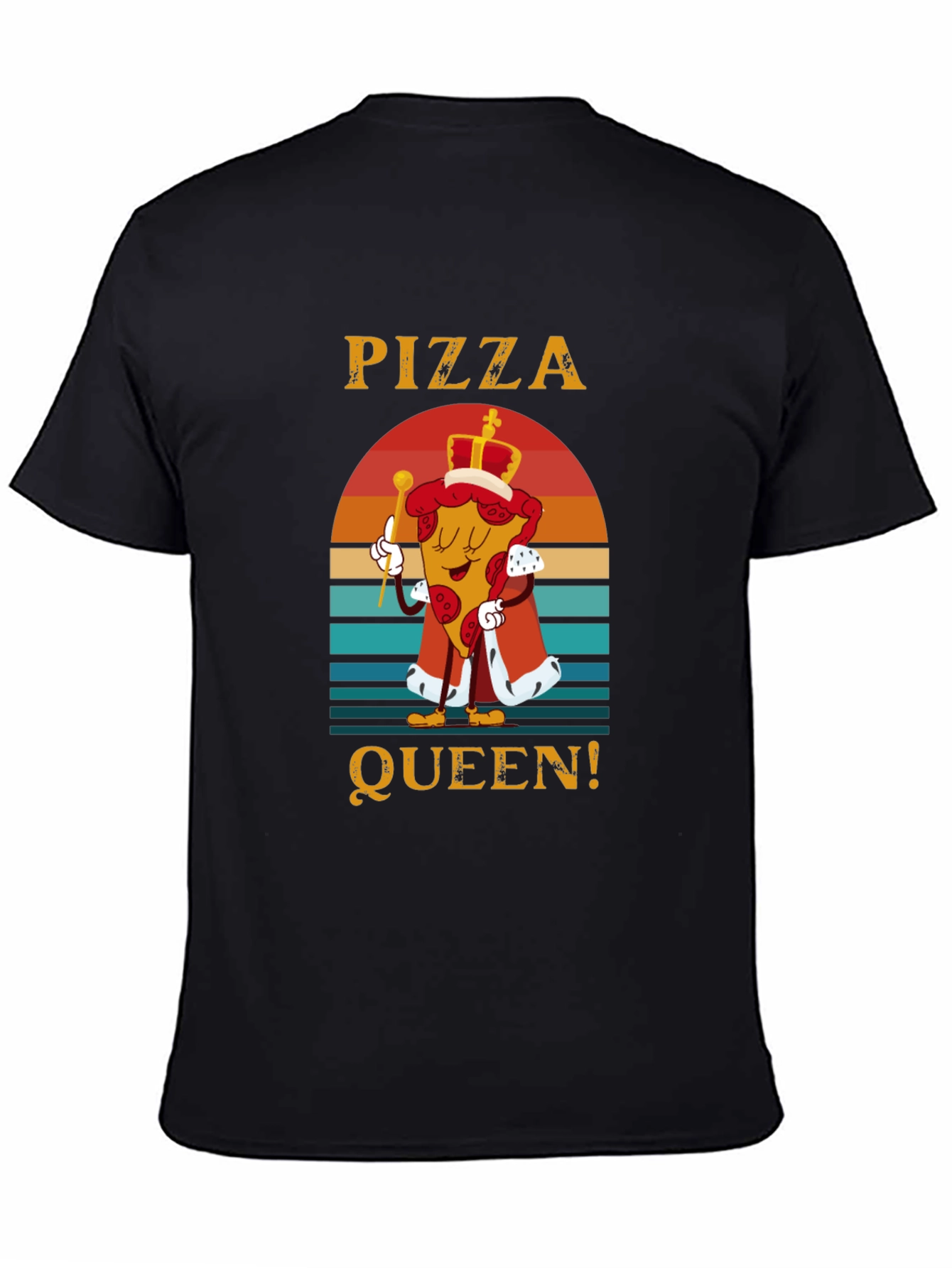 Black Pizza Queen Graphic T-Shirt - Funny Food Tee view 4