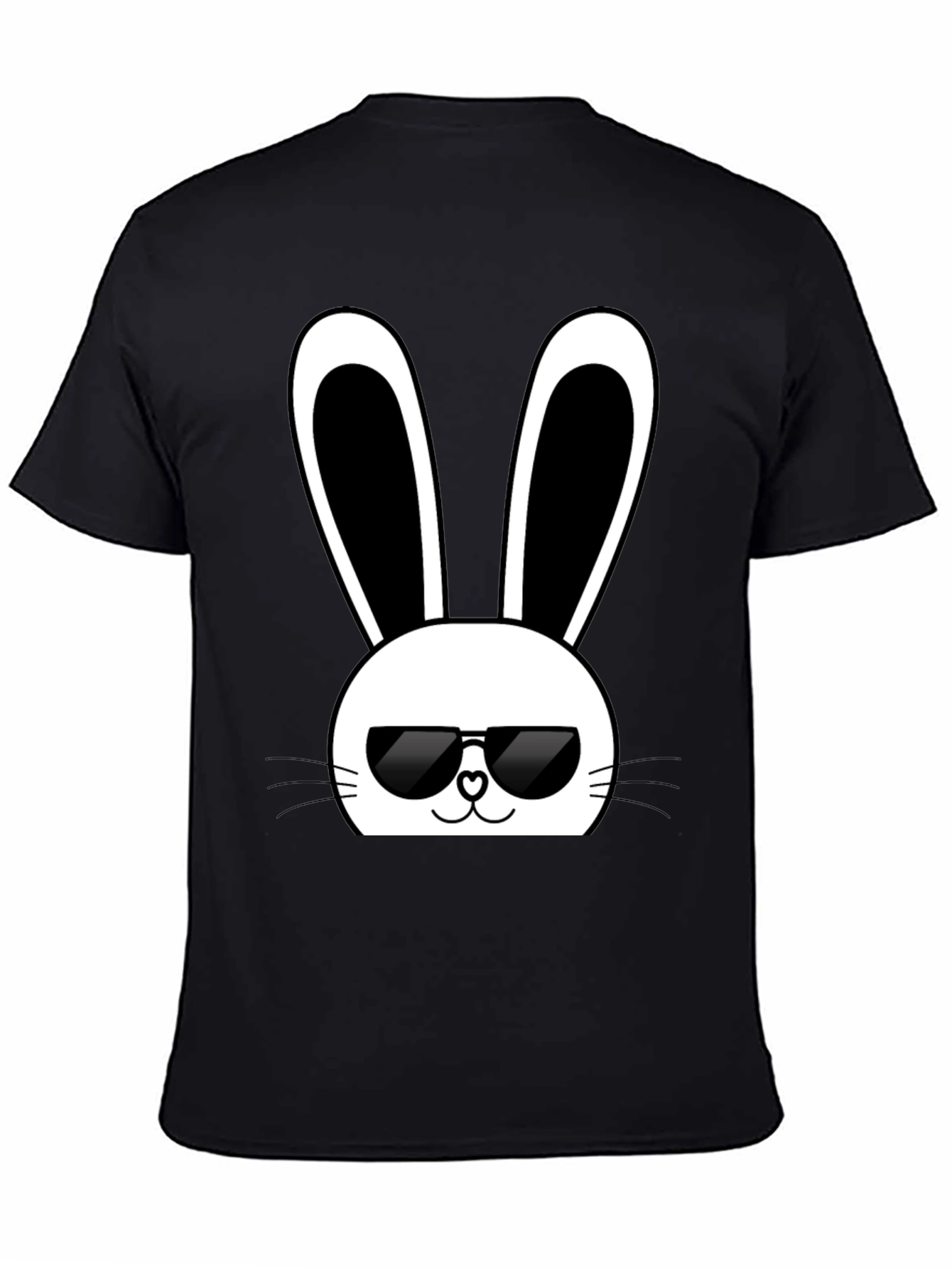 Black Cool Bunny Graphic Tee - Black Cotton T-Shirt view 4
