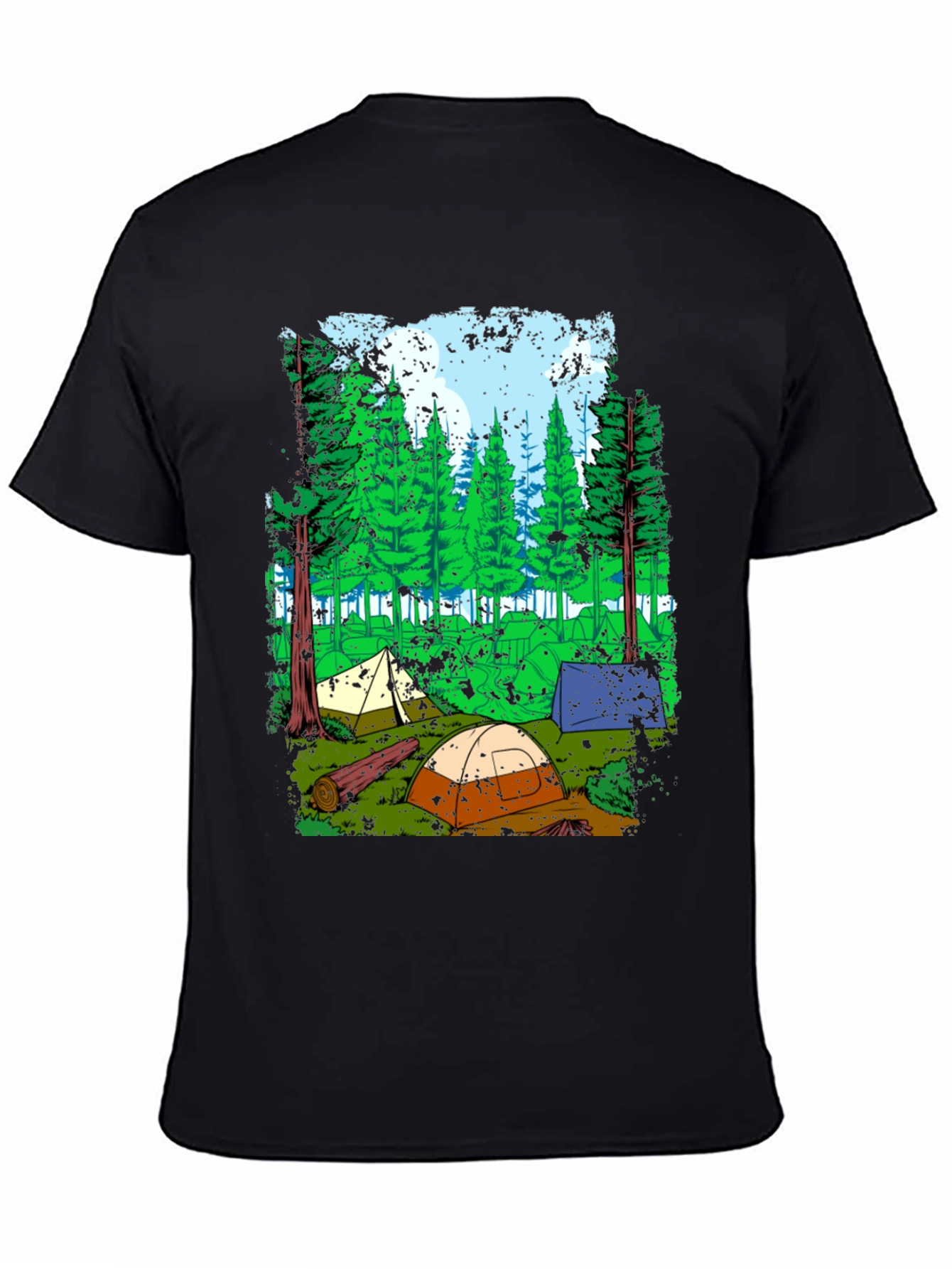 Black Camping Adventure Graphic T-Shirt view 4