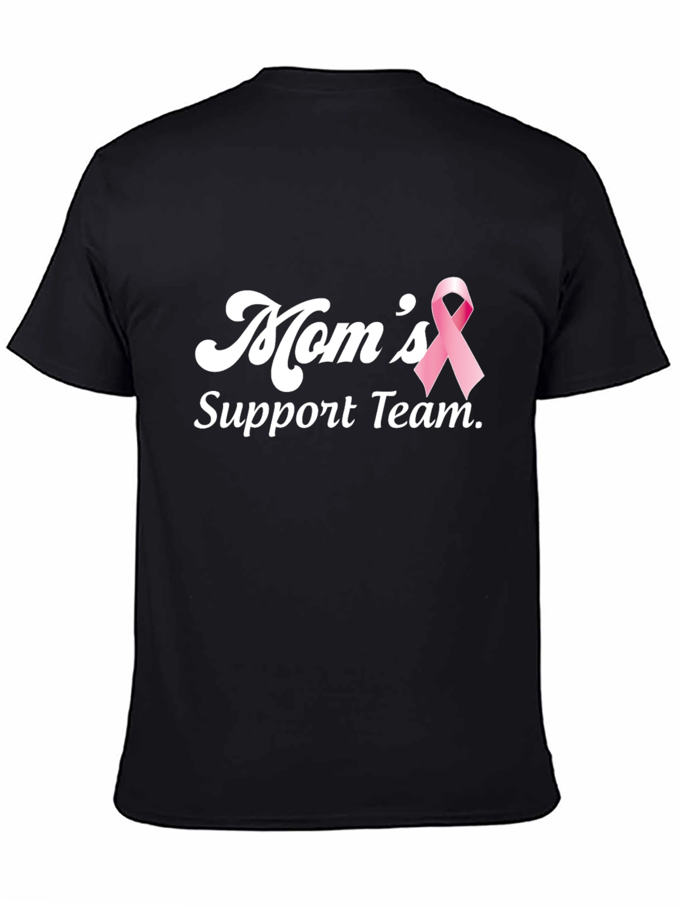 Black Mom's Support Team T-Shirt - Breast Cancer Awareness Tee view 4