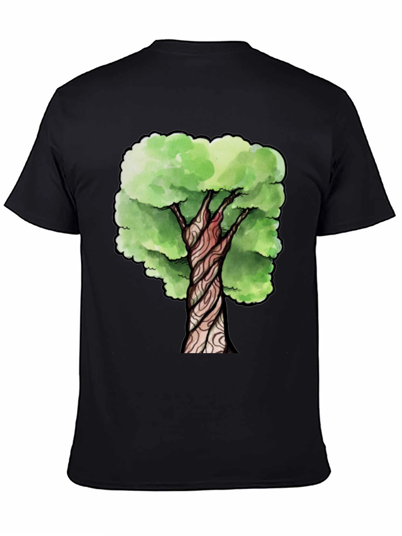 Black Watercolor Tree Graphic Print Black T-Shirt view 4