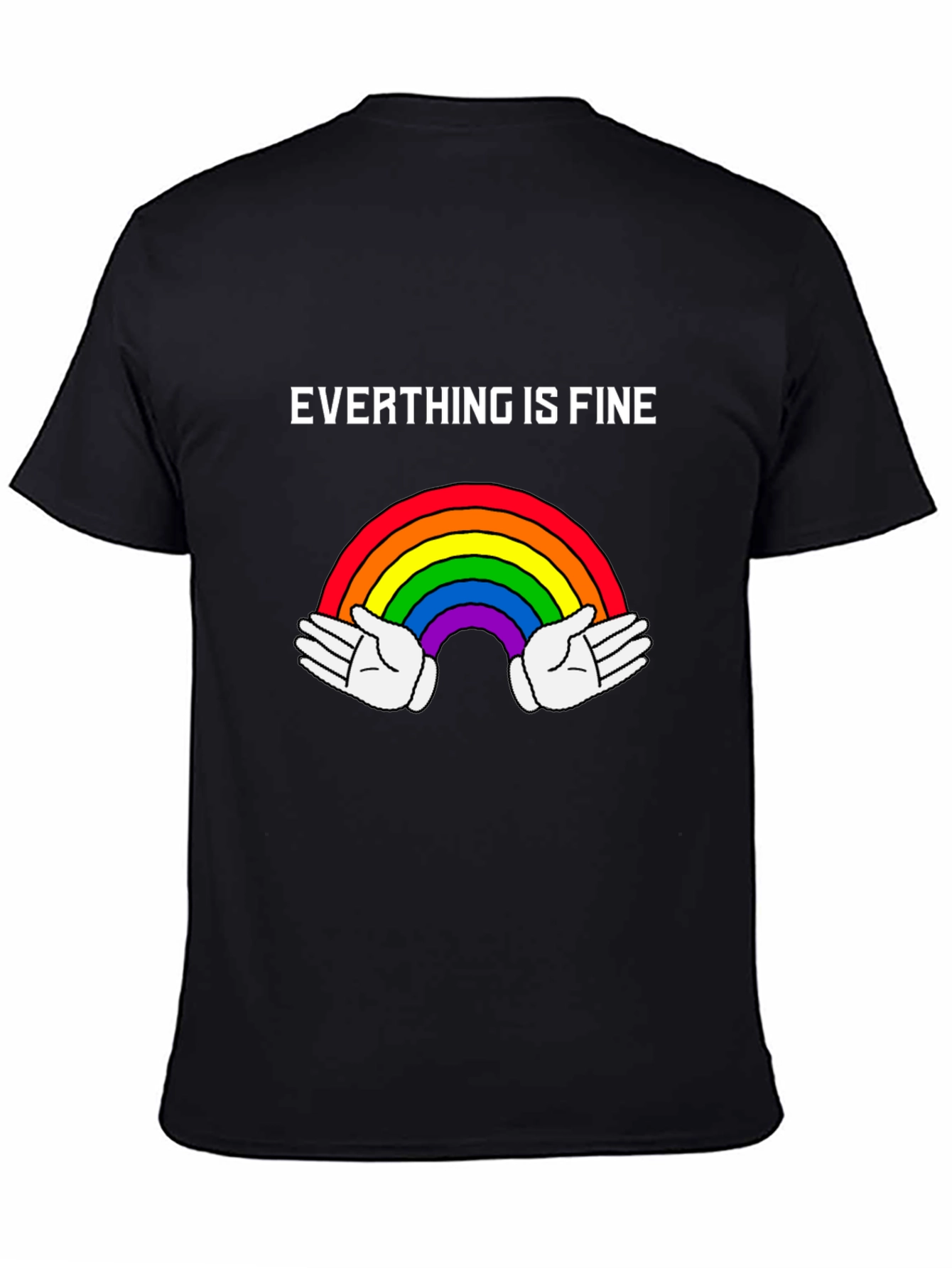 Black Everything is Fine Rainbow T-Shirt - Unisex Cotton Tee view 4