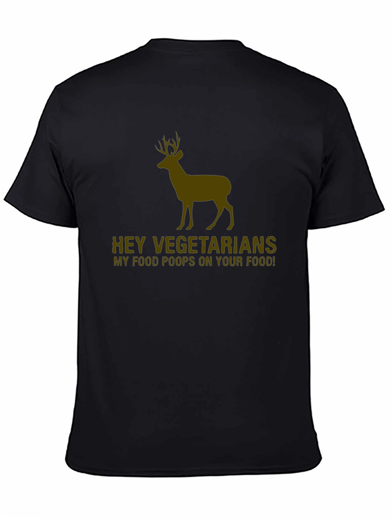 Black Hey Vegetarians Deer Graphic Tee - Novelty Hunting Humor T-Shirt view 4