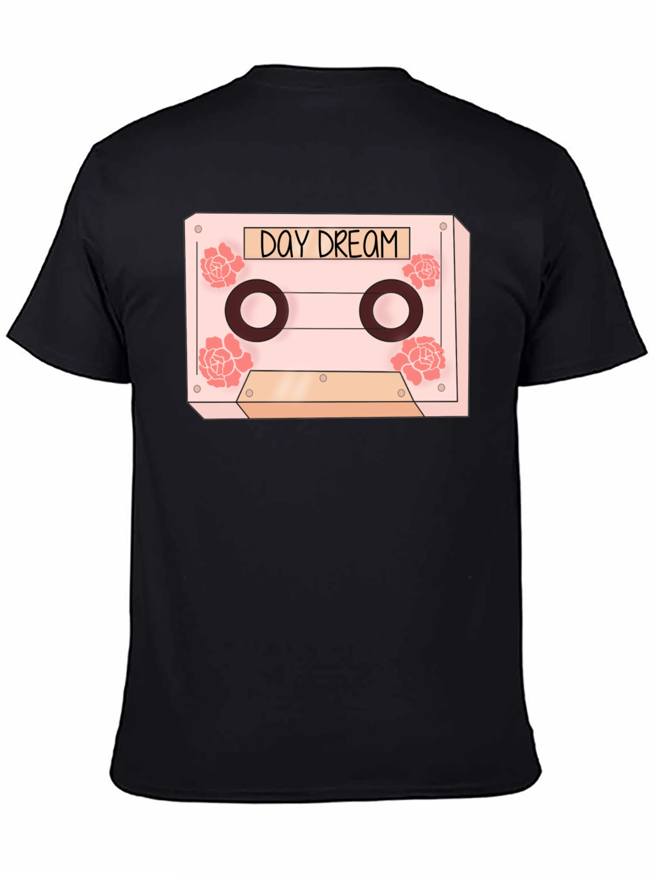 Black Daydream Cassette Tape Graphic Tee - Trendy Floral Design view 4