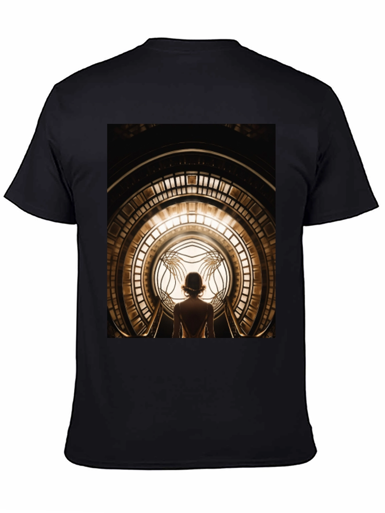 Black Art Deco Portal Graphic Tee - Unique Design view 4