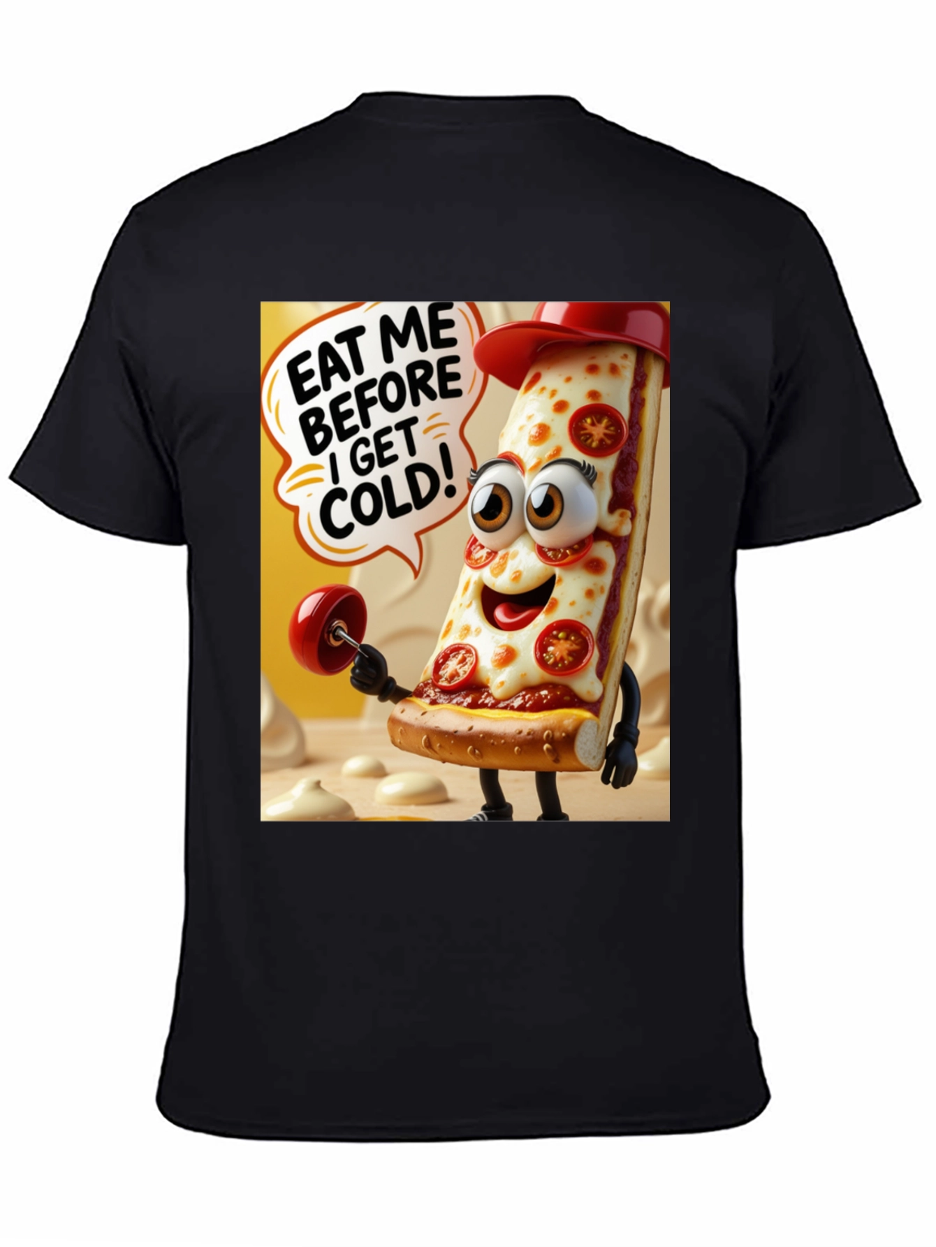 Black Pizza Lover's Graphic T-Shirt view 4