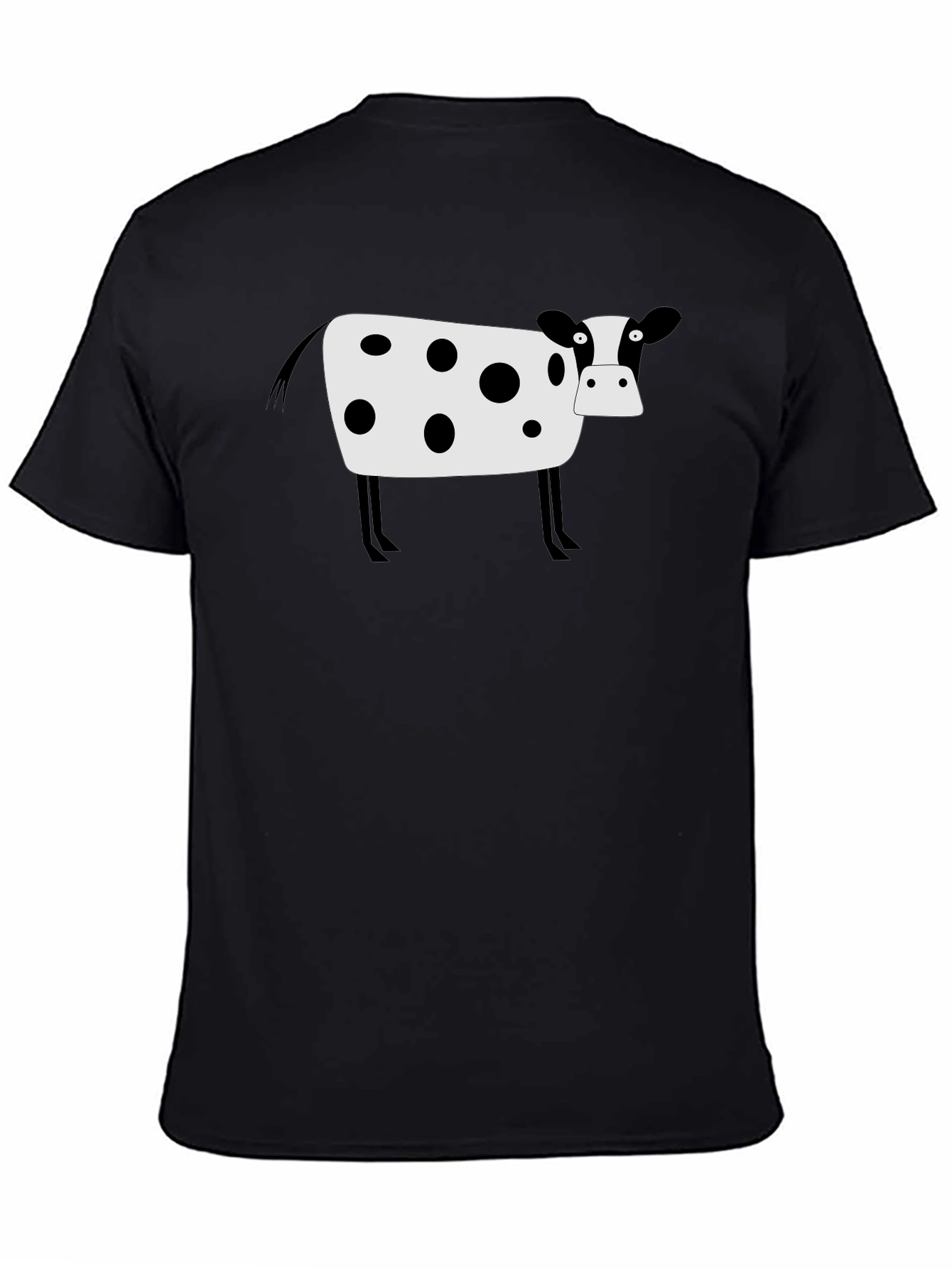 Black Cow Graphic Tee - Black Cotton Blend Casual T-Shirt view 4