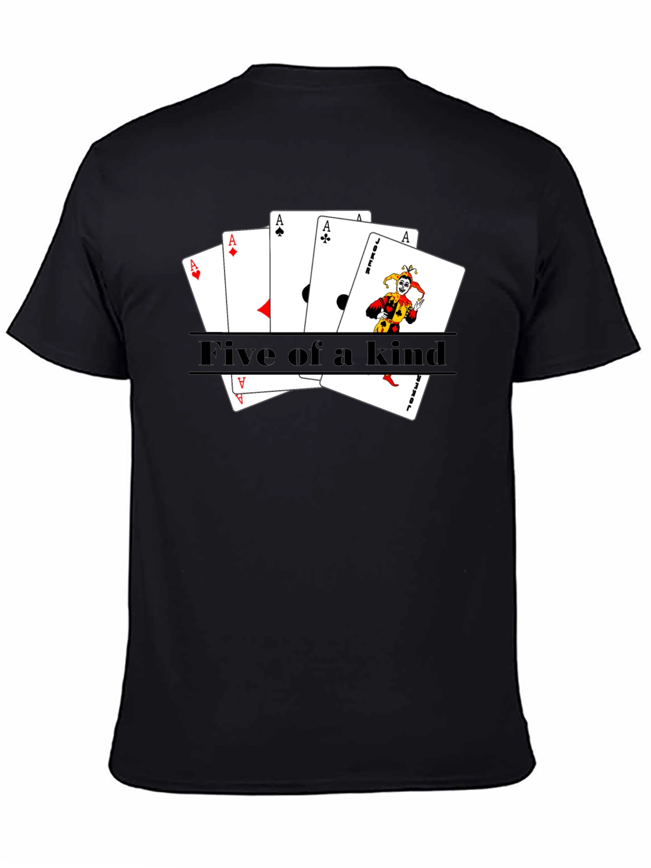 Black Five of a Kind Poker T-Shirt view 4