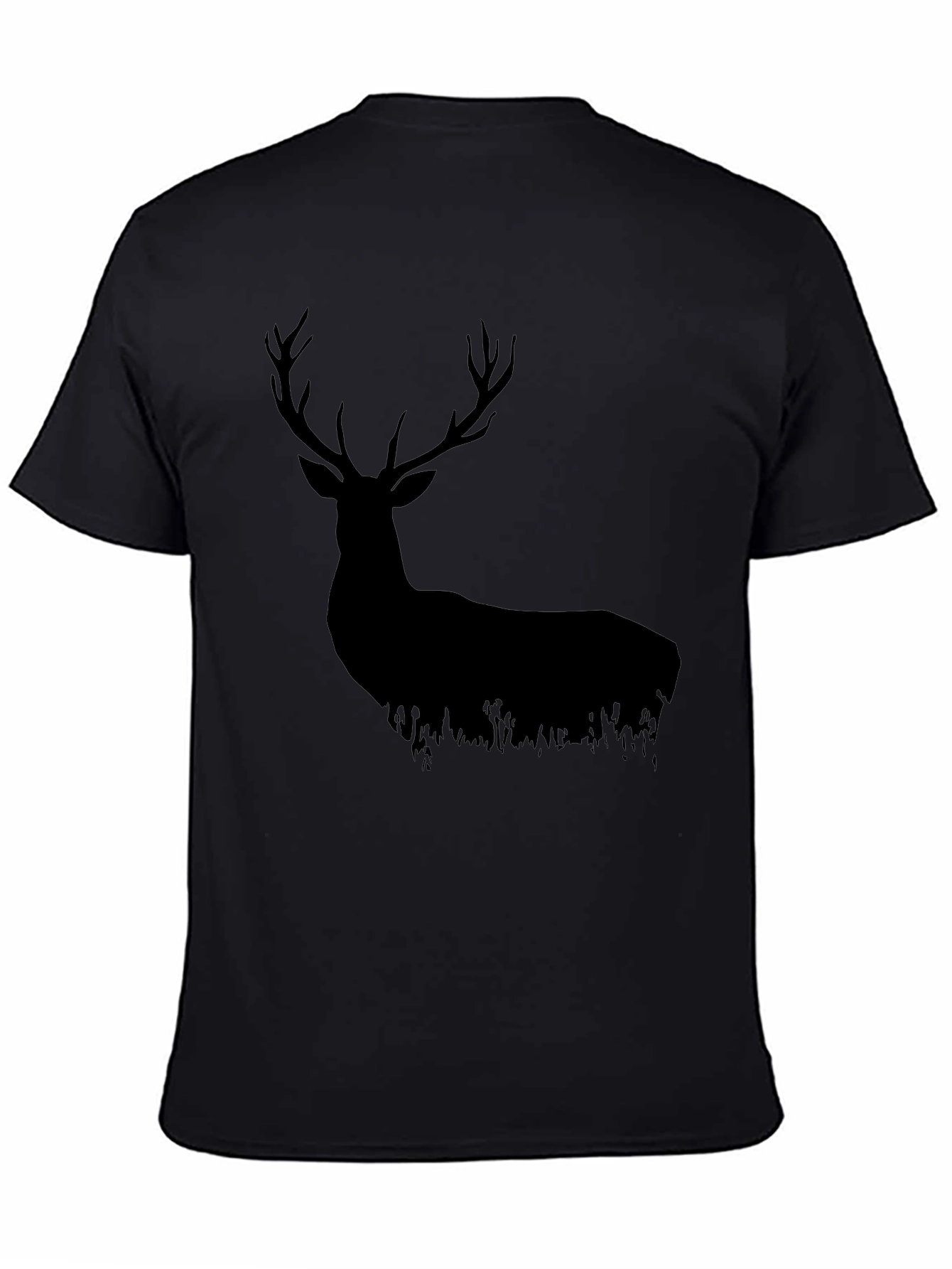 Black Black Deer Silhouette Graphic Tee - Nature Lover's Shirt view 4