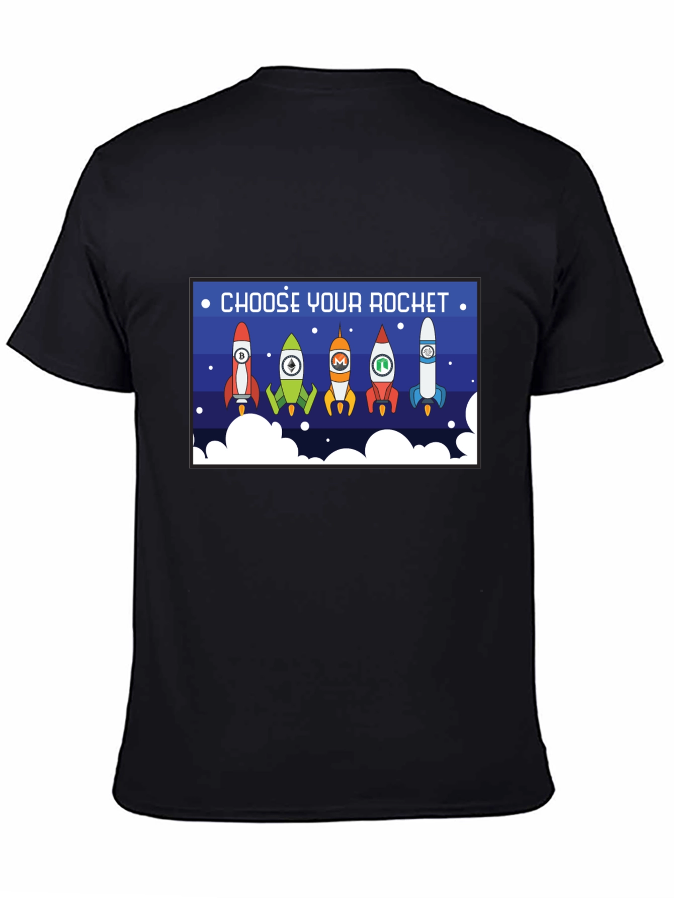 Black Choose Your Rocket Crypto T-Shirt view 4