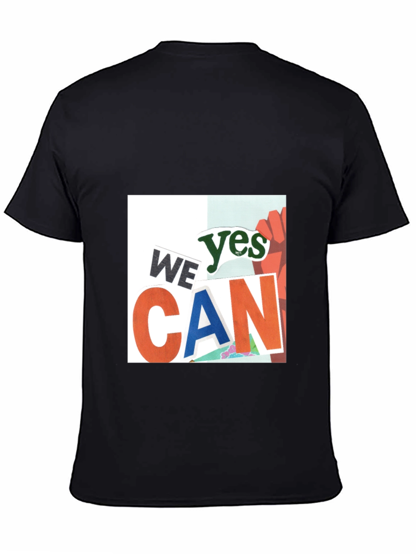 Black We Yes Can Graphic Print Black T-Shirt view 4