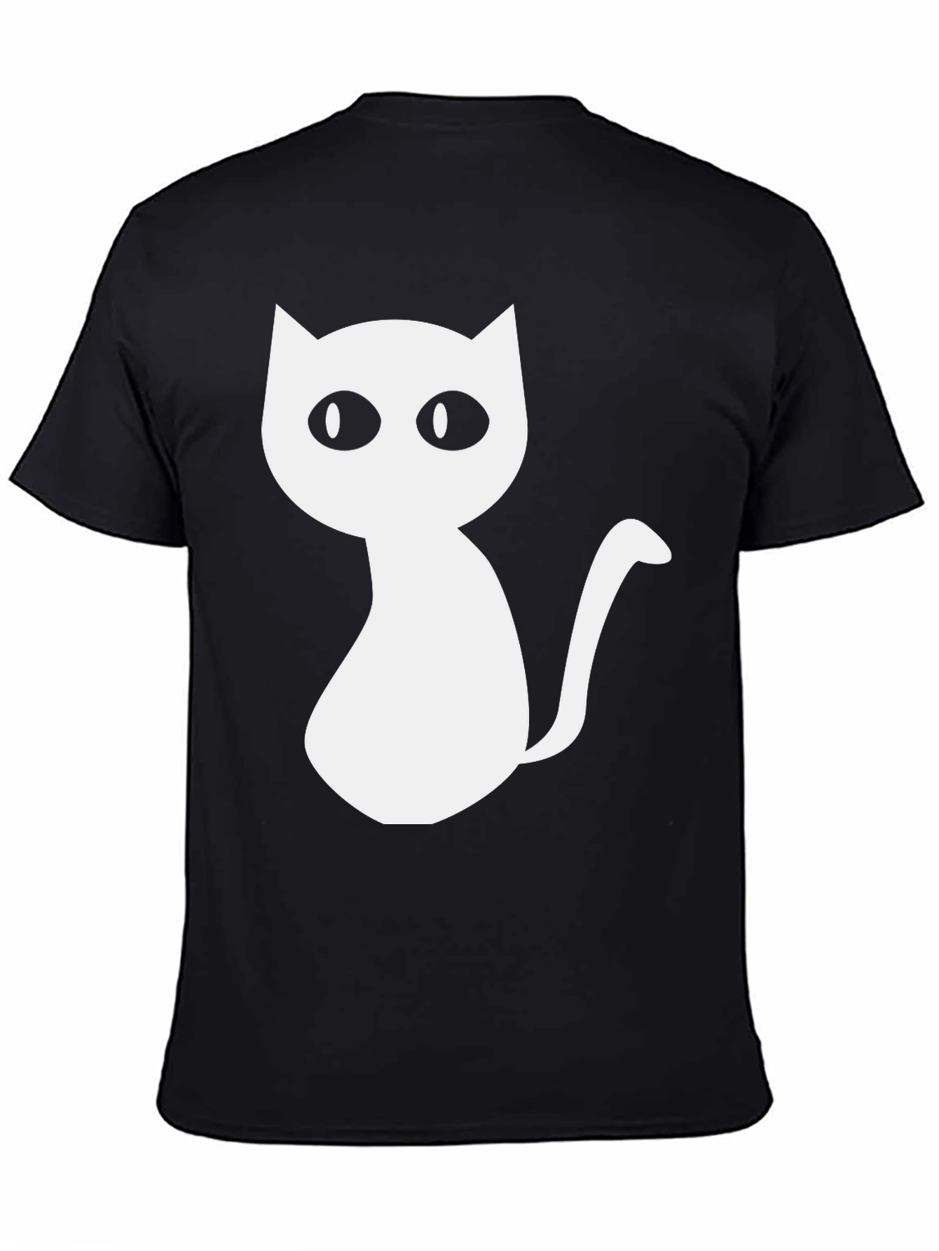 Black Cute Cat Graphic Tee - Unisex Black T-Shirt view 4