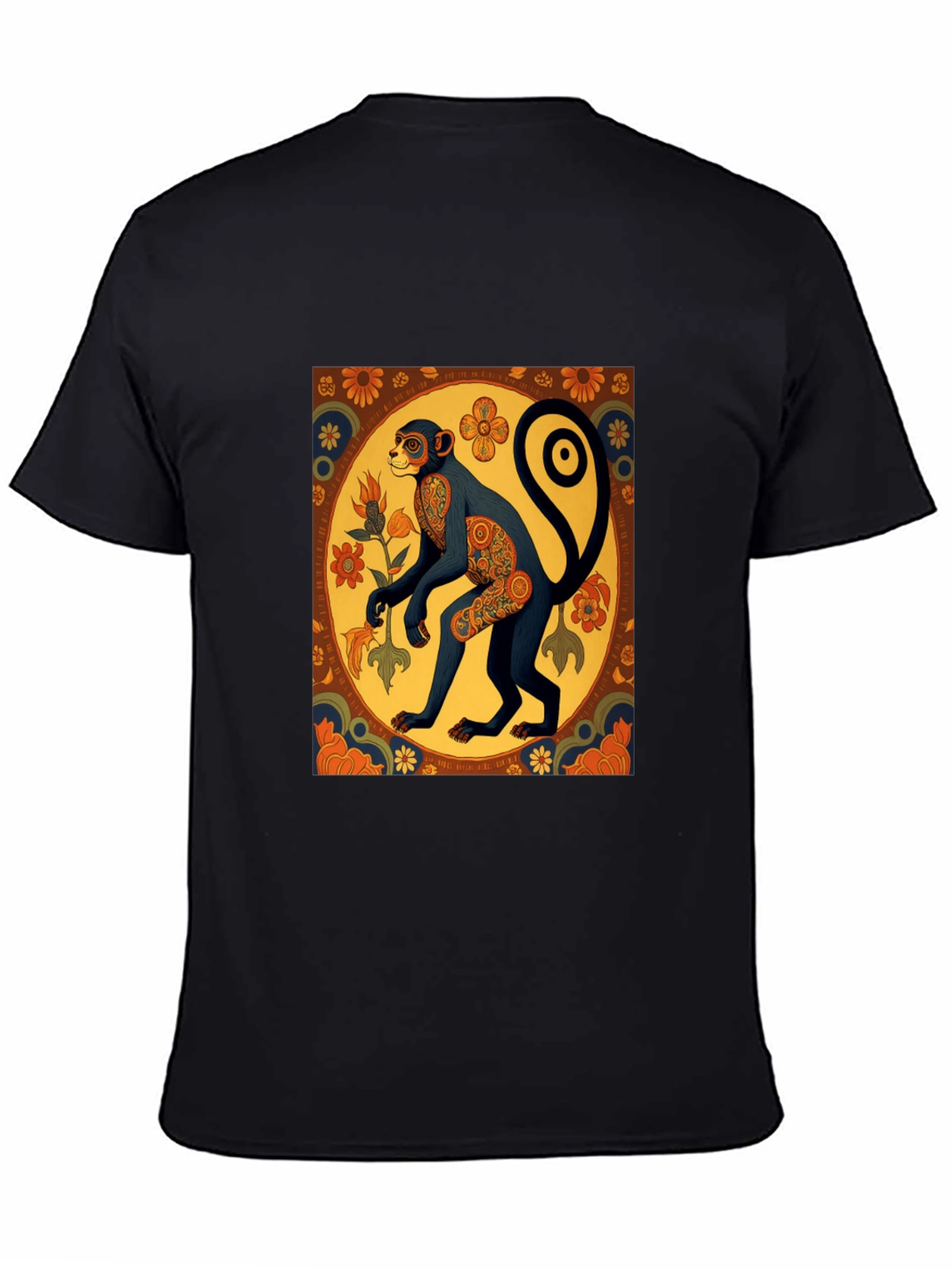 Black Retro Monkey Art Graphic Tee view 4