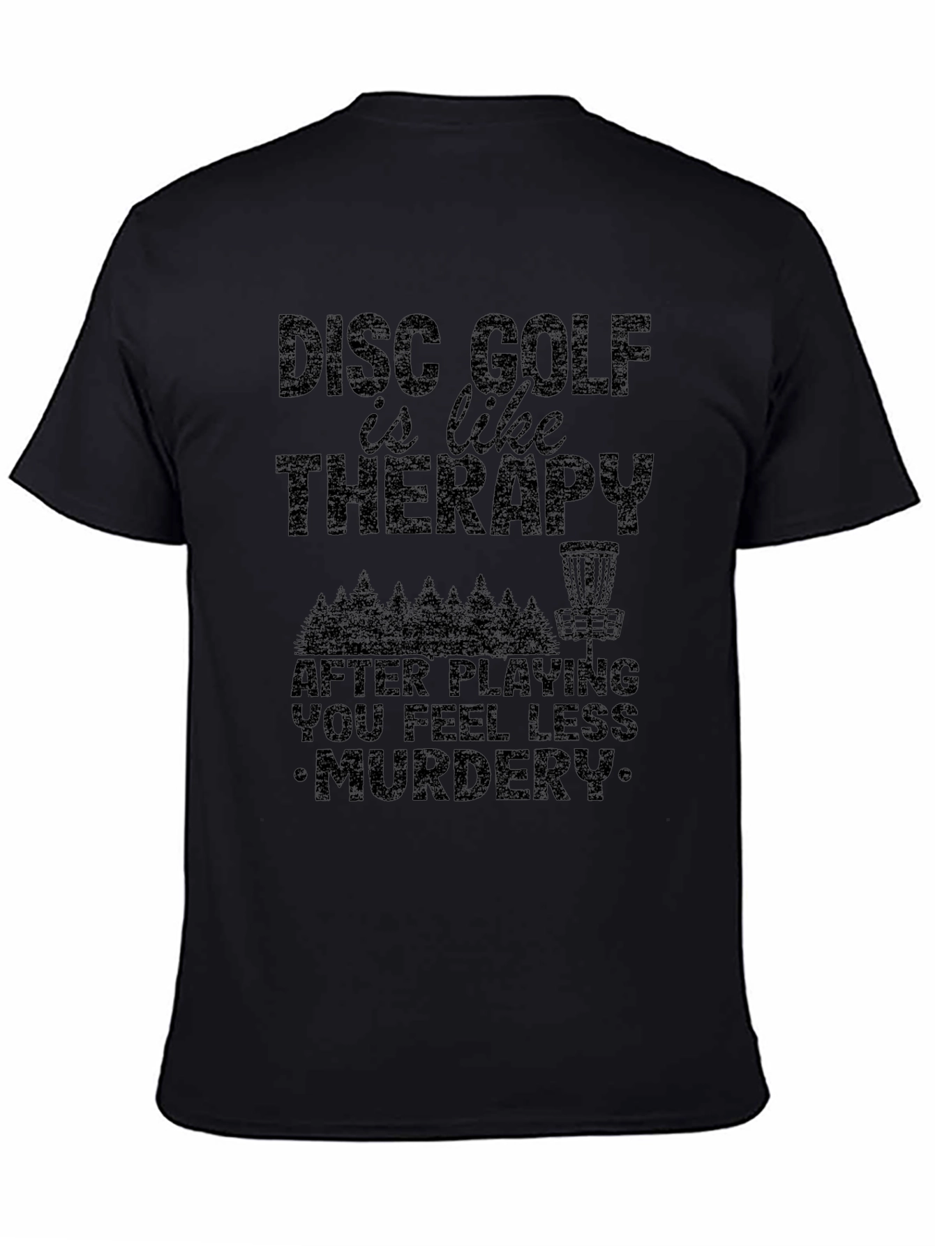 Black Disc Golf Therapy Graphic Tee view 4