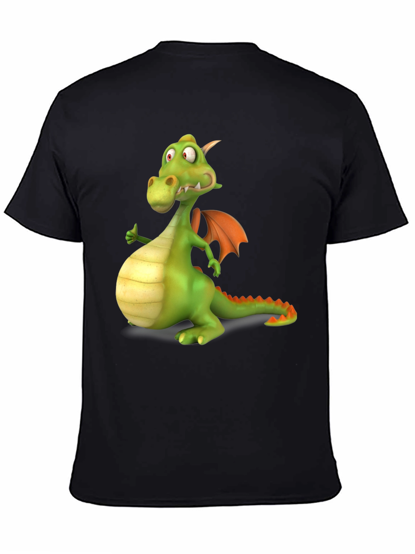 Black Funny Dragon Graphic Tee - Black Cotton T-Shirt view 4