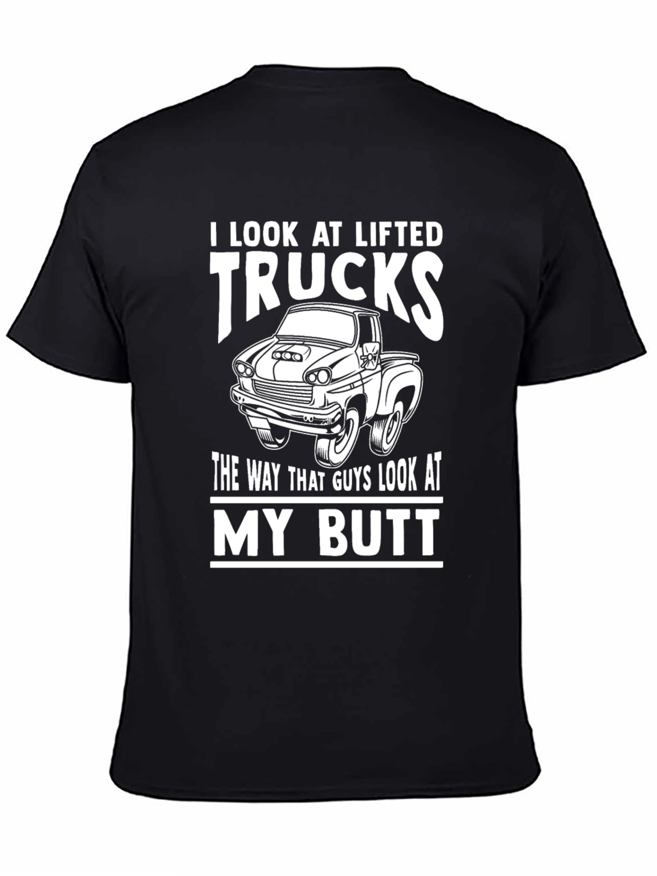 Black Lifted Trucks Graphic Tee - Funny Novelty T-Shirt view 4