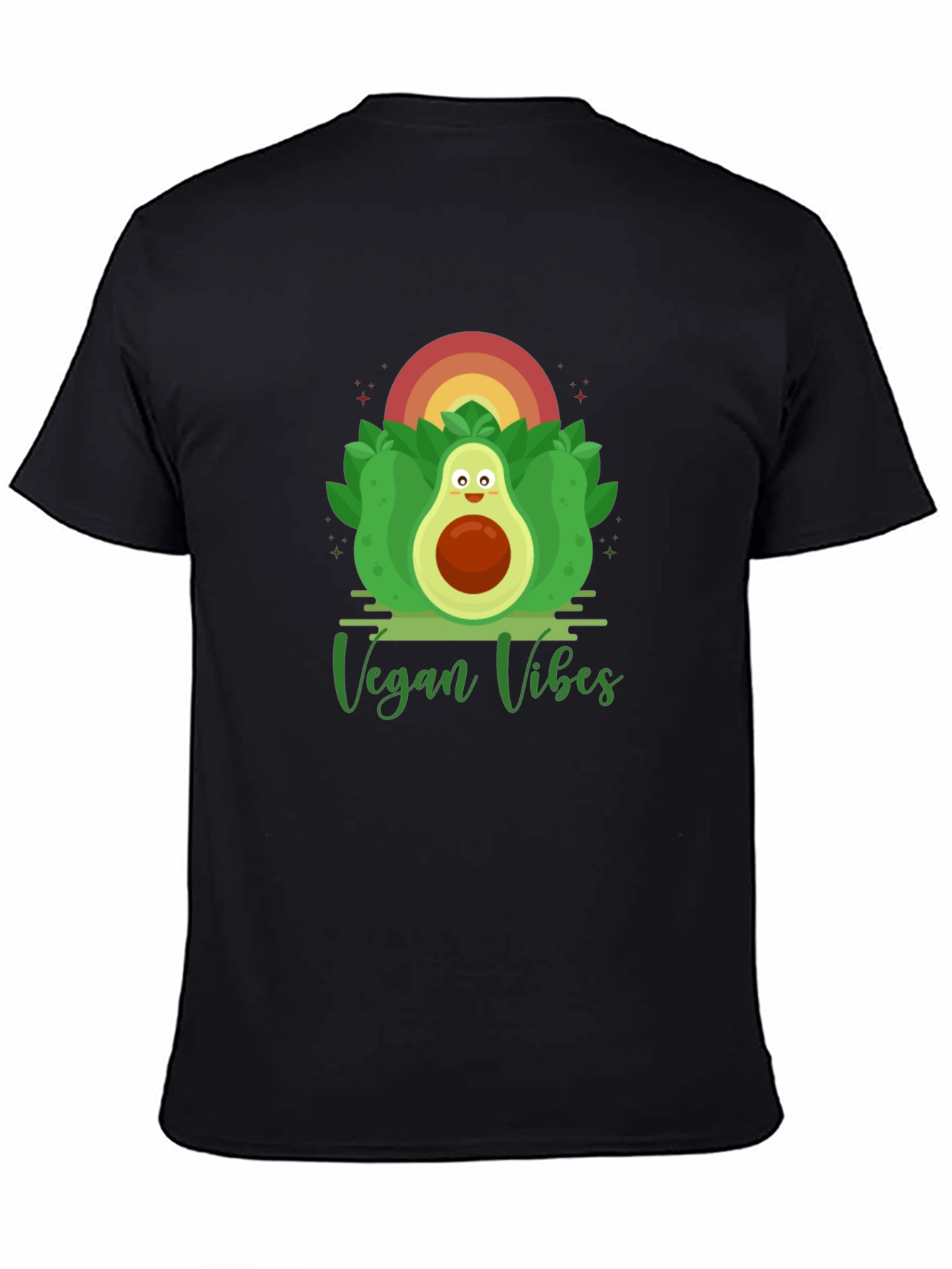 Black Vegan Vibes Graphic Tee - Avocado Design view 4