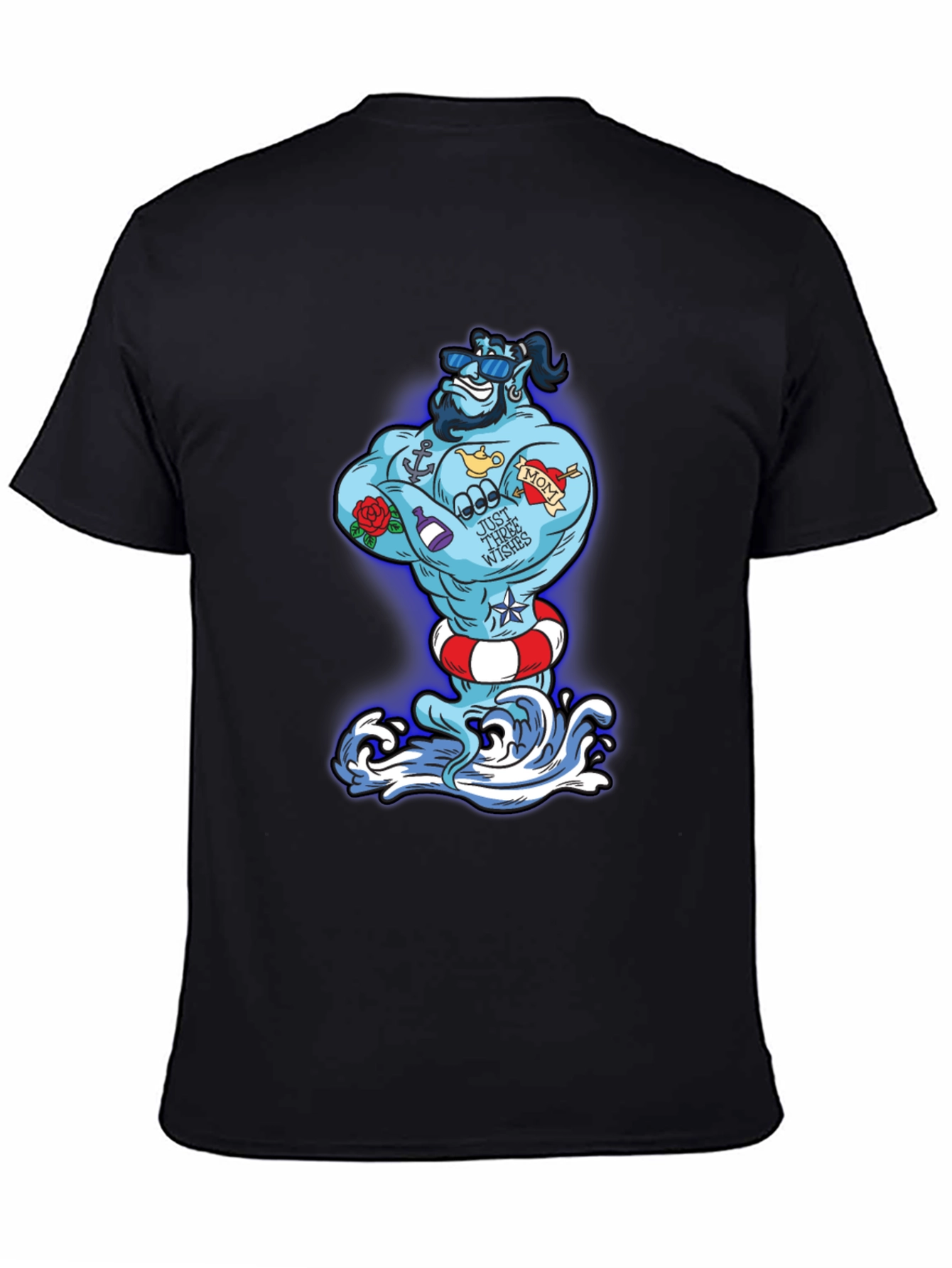 Black Cartoon Genie Tattoo T-Shirt view 4