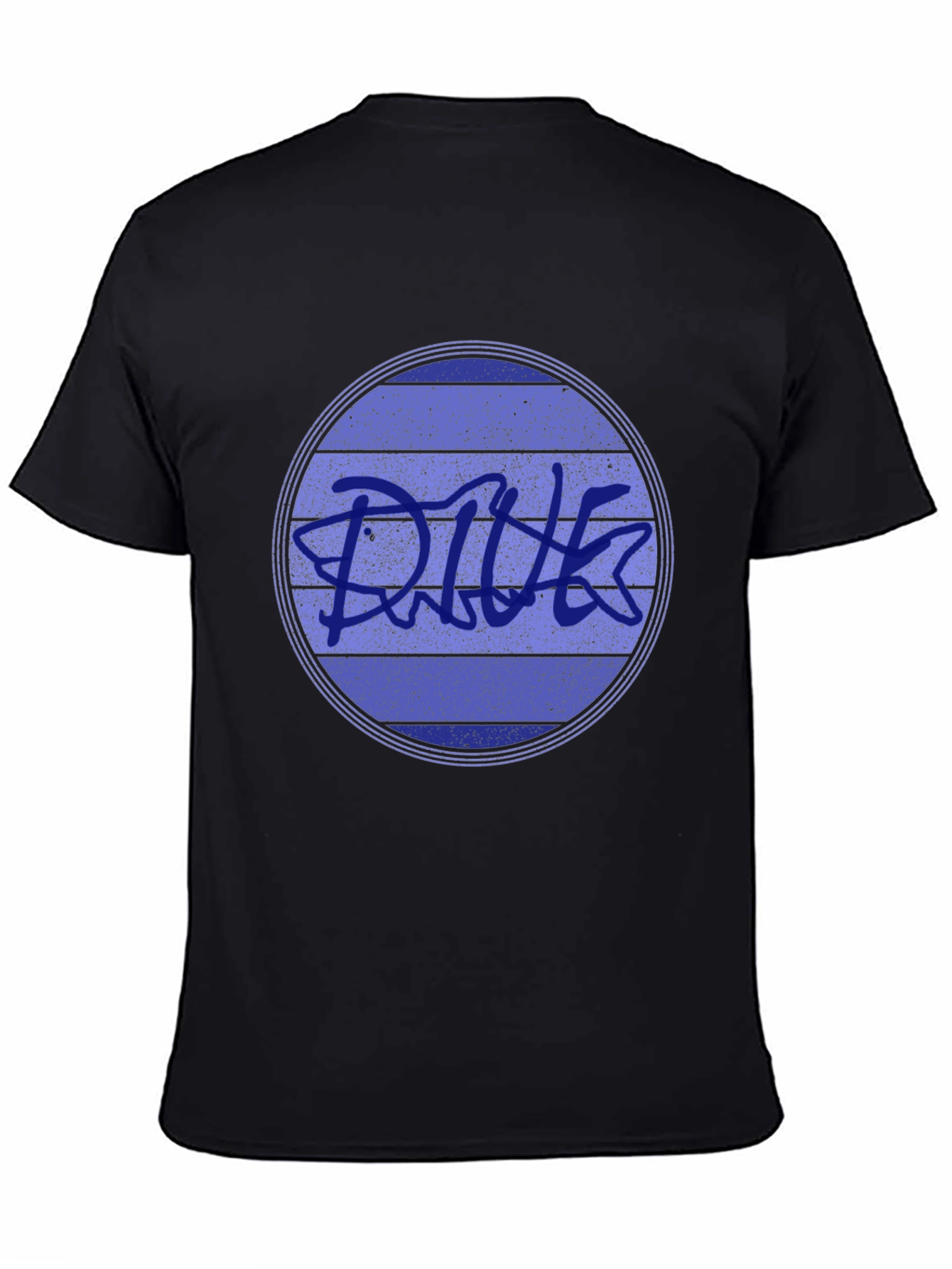 Black Retro DIVE Graphic Tee - Black Cotton Blend view 4