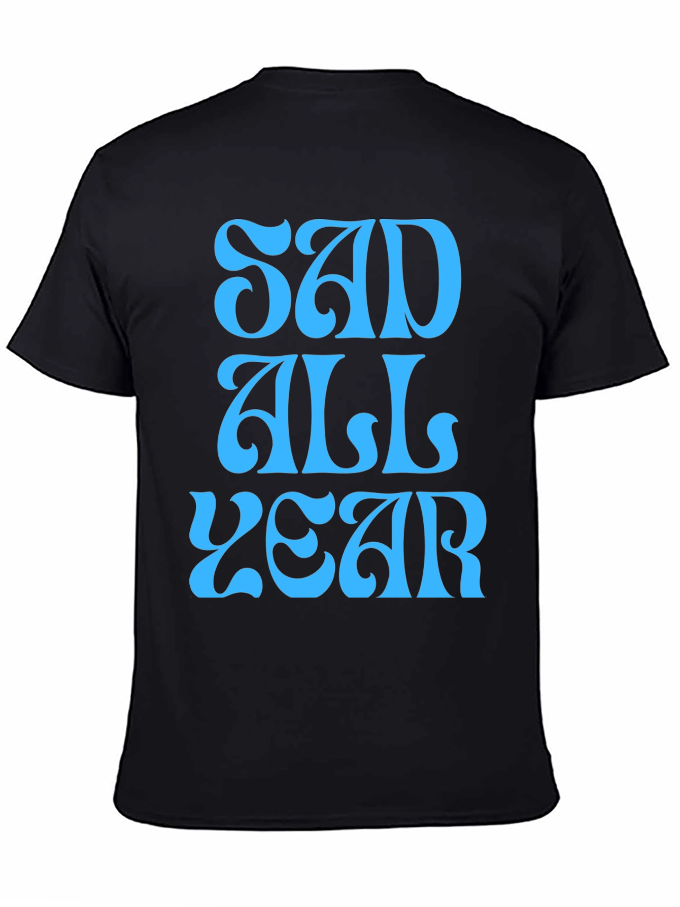 Sad All Year Graphic T-Shirt - Black - 4