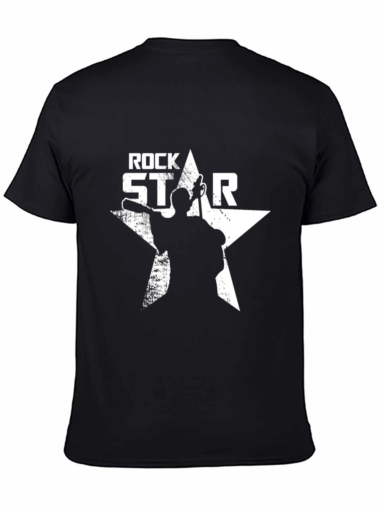 Black Rock Star Graphic Print Crew Neck Men's T-Shirt view 4