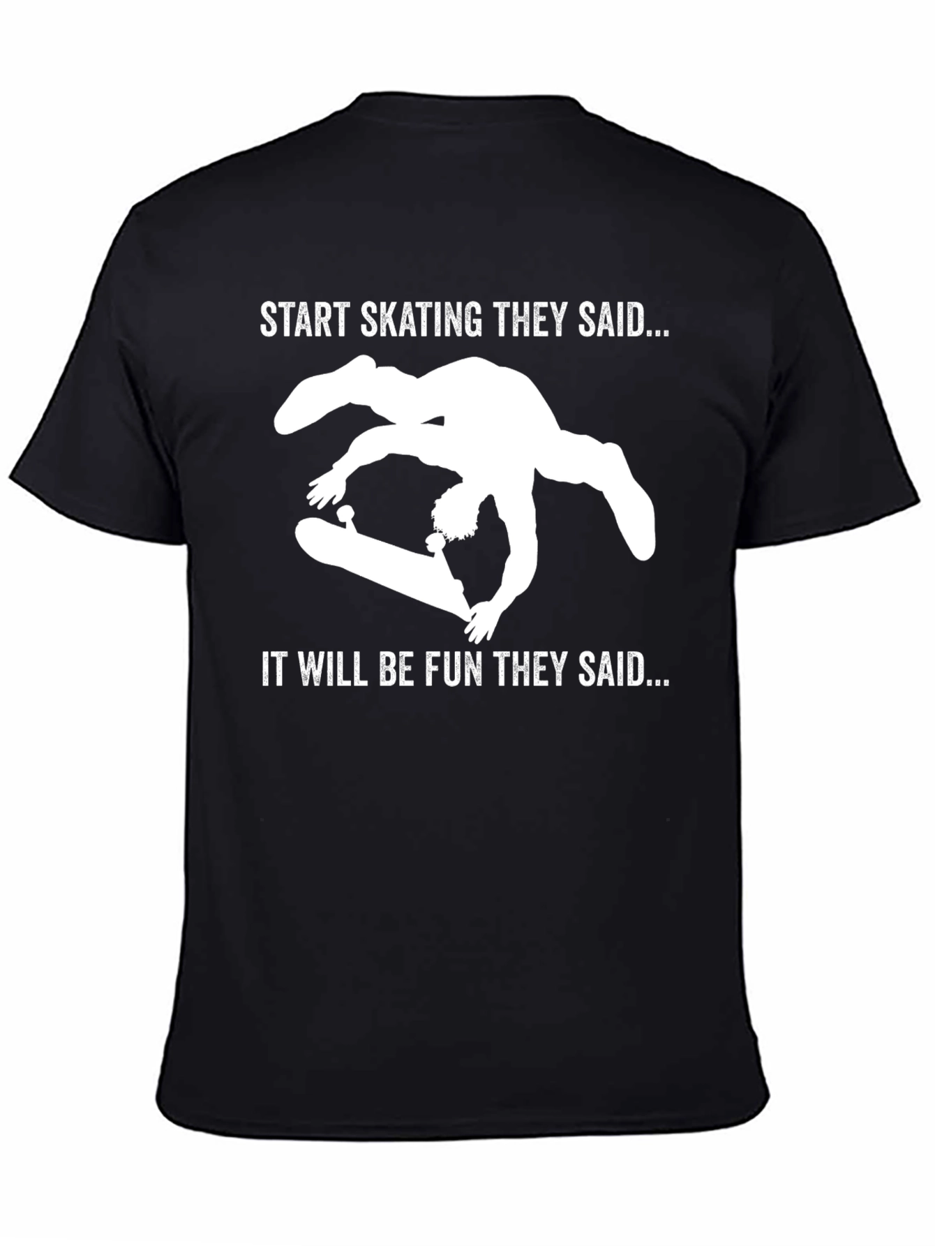 Black Skateboarding Fail Funny Graphic Tee view 4