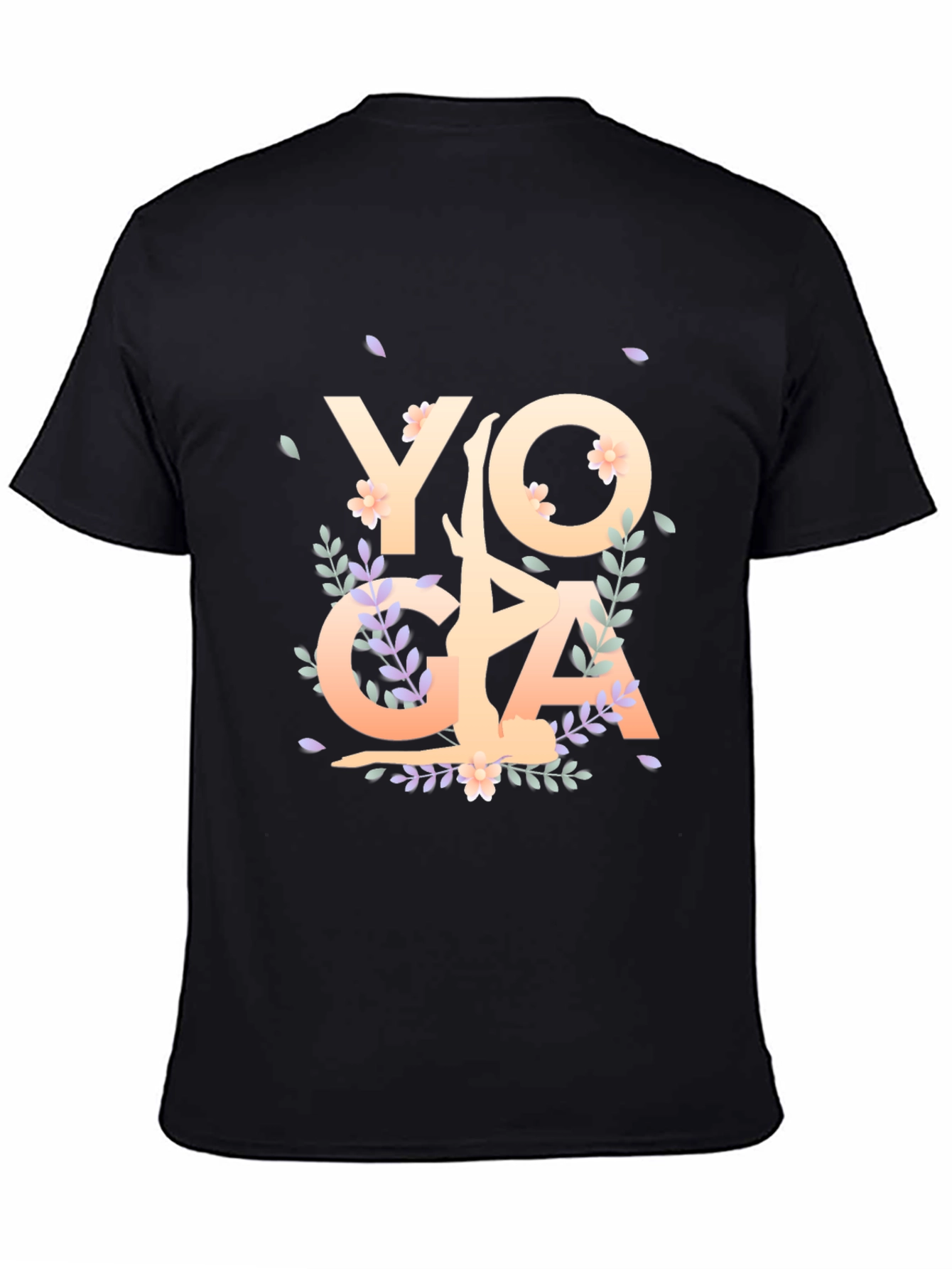Black Yoga Floral Graphic T-Shirt view 4