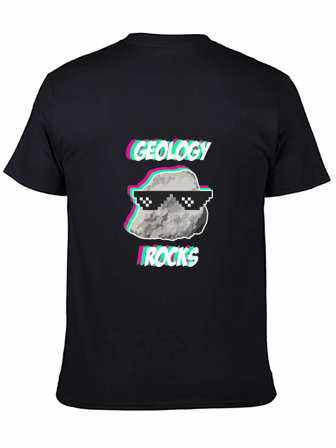 Black Geology Rocks T-Shirt - Cool Rock with Shades Tee view 4