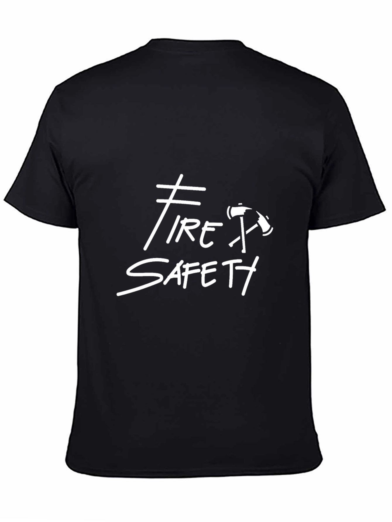 Black Fire Safety Graphic Tee - Black Cotton Blend T-Shirt view 4